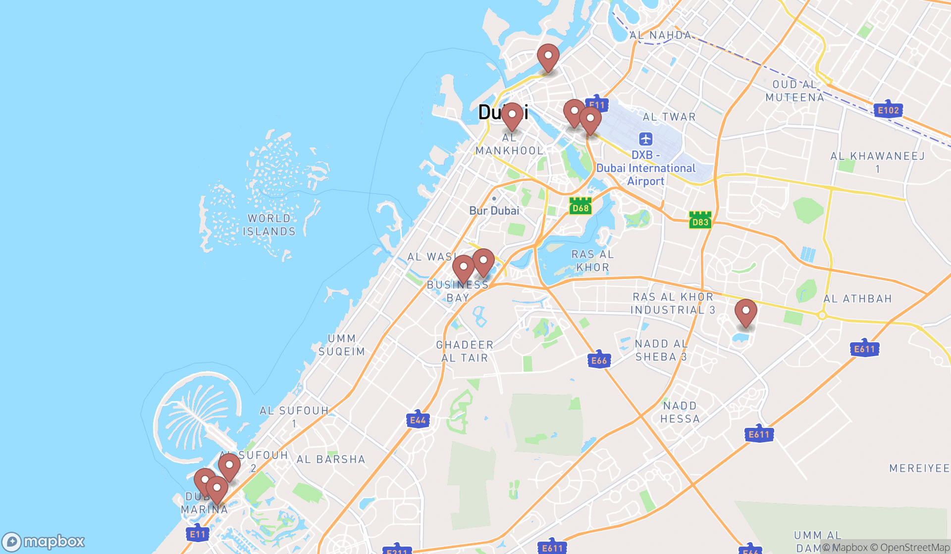 Map showing the ranked personal chef services in Dubai, Dubai