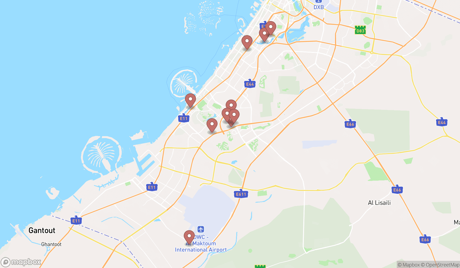 Map showing the ranked pet sitters in Dubai, Dubai