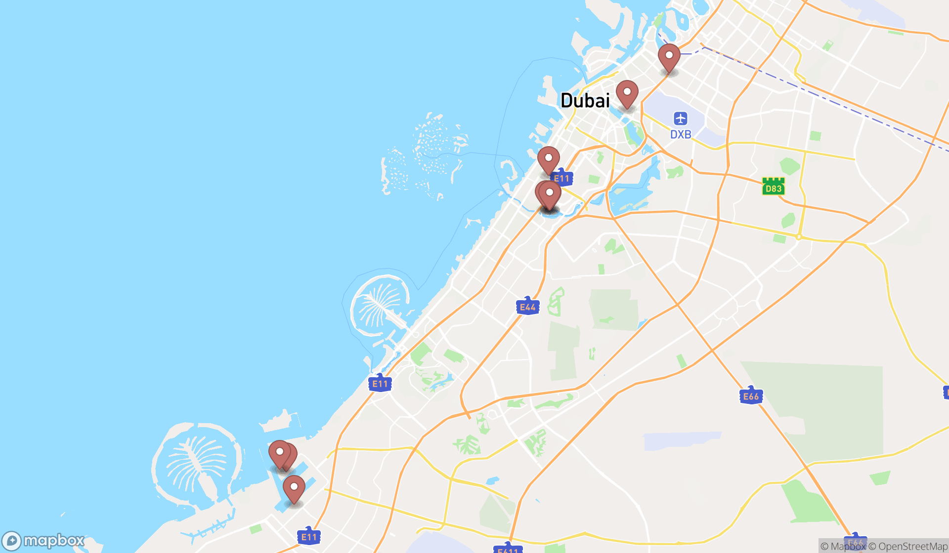 Map showing the ranked petroleum products companies in Dubai, Dubai