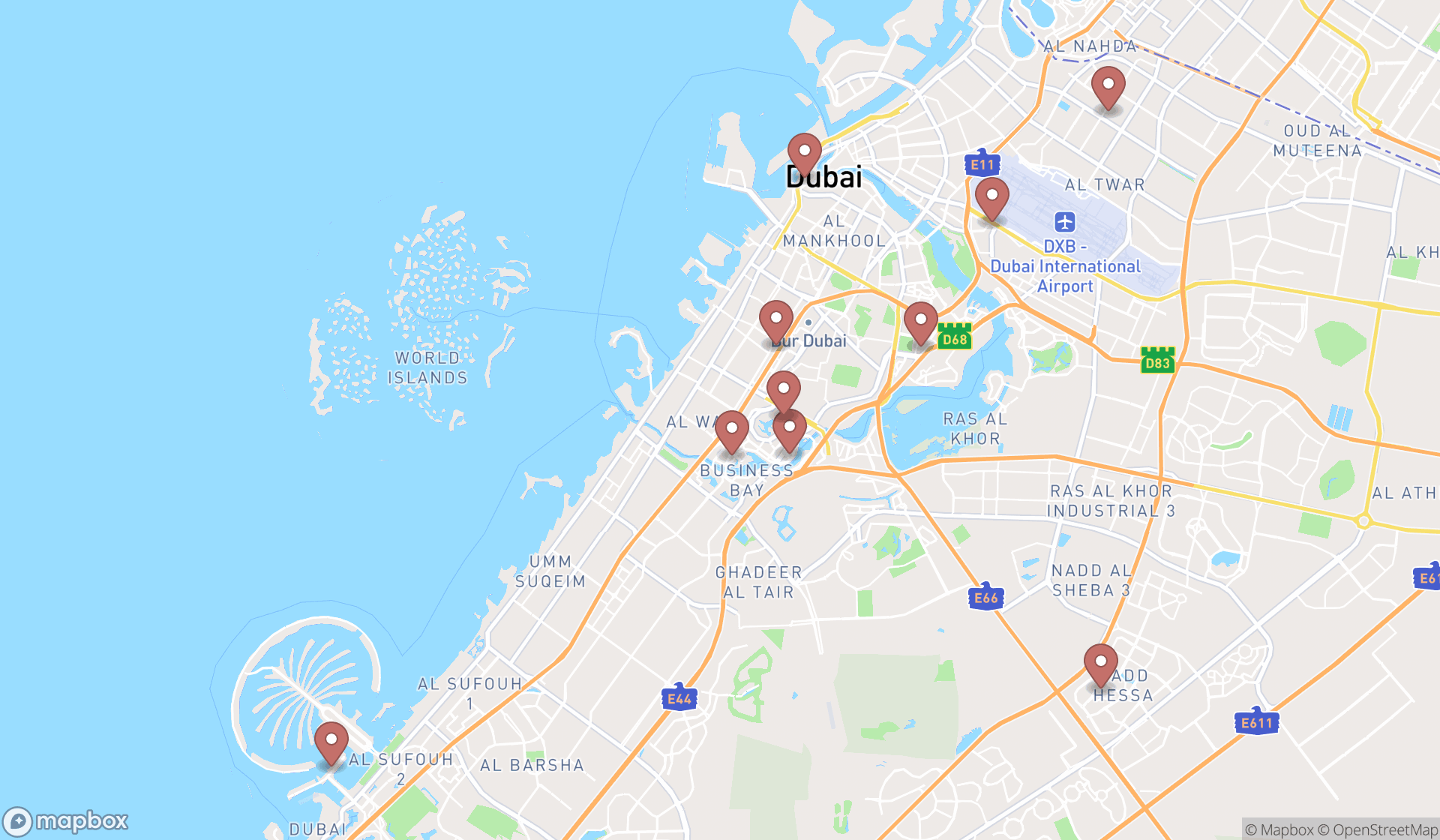 Map showing the ranked pharmaceutical companies in Dubai, Dubai