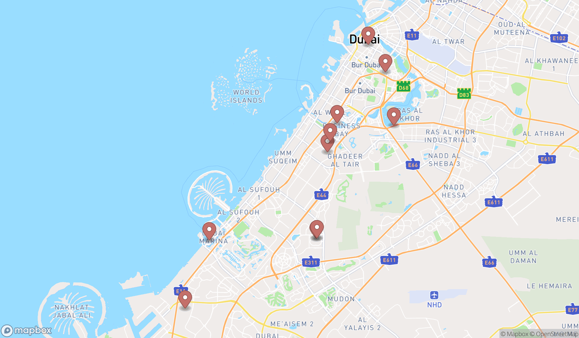 Map showing the ranked pharmaceutical labs in Dubai, Dubai