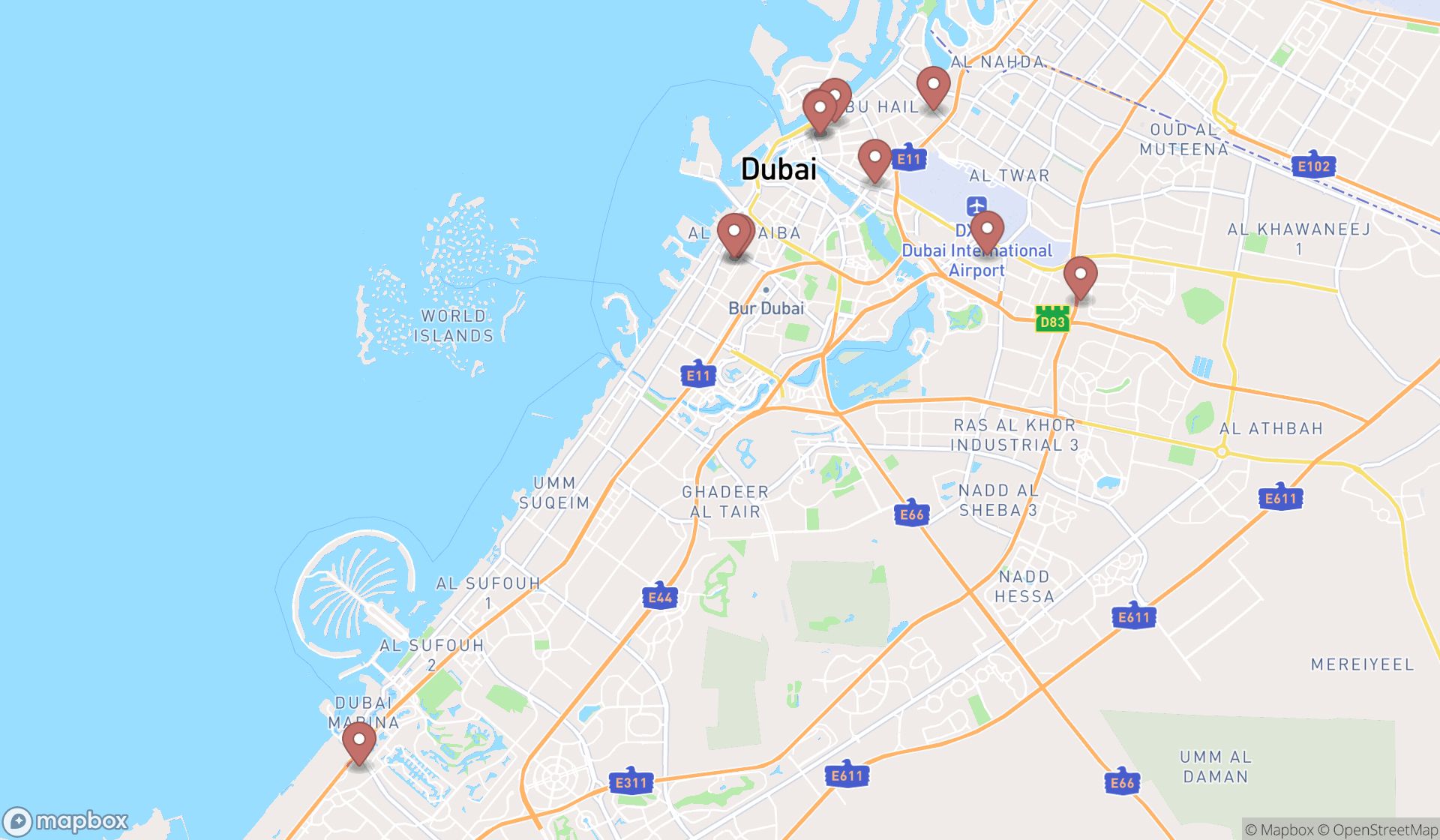 Map showing the ranked phone repair services in Dubai, Dubai