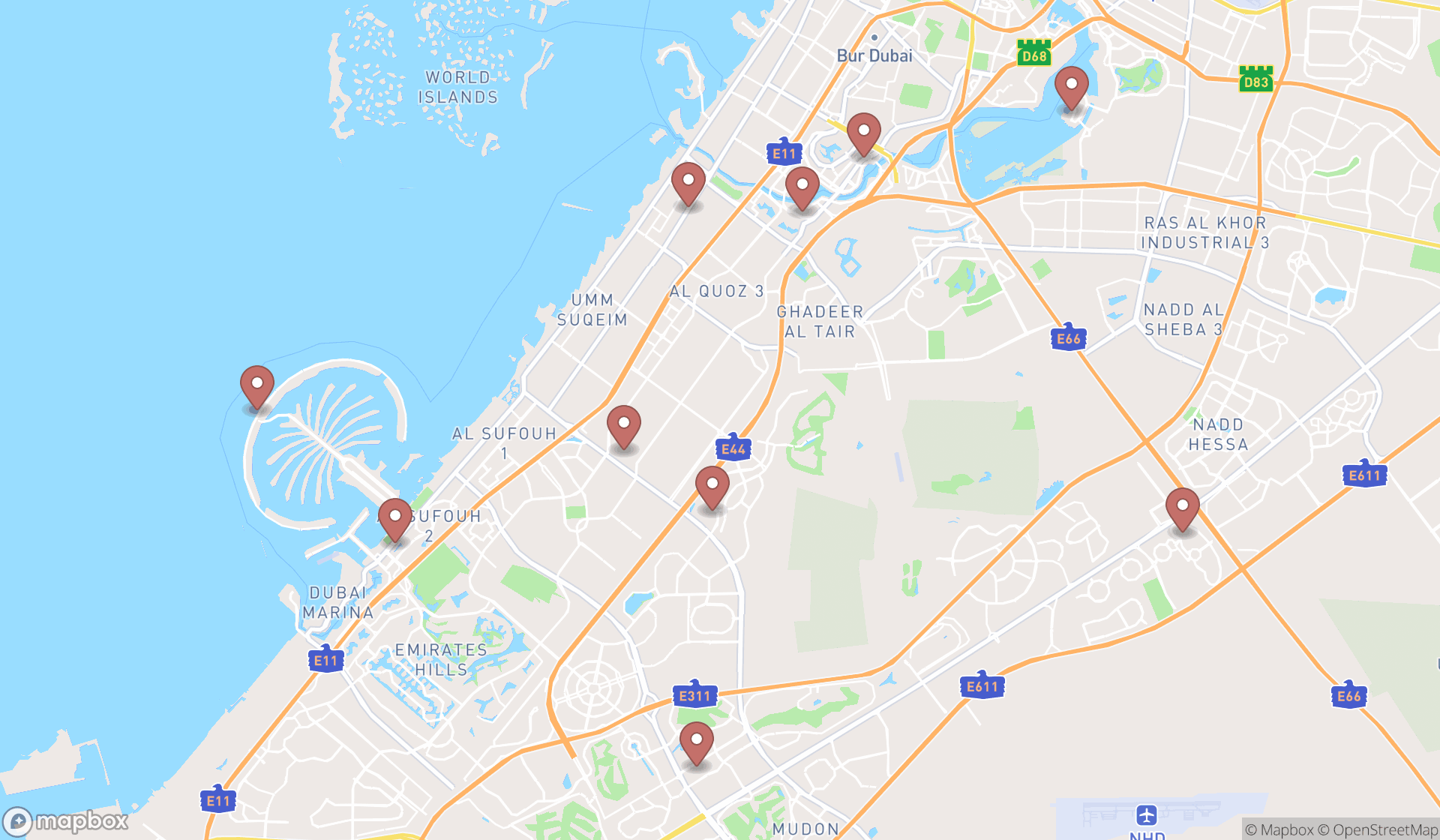 Map showing the ranked photographers in Dubai, Dubai