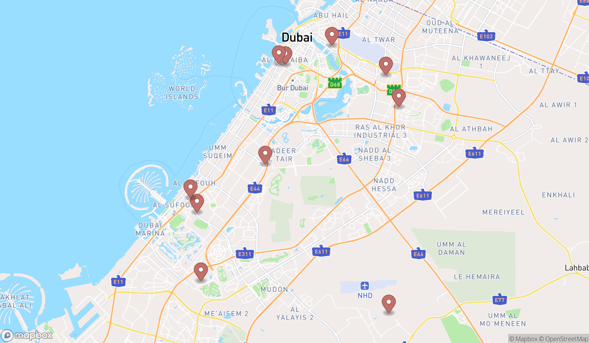 Map showing the ranked photography services in Dubai, Dubai