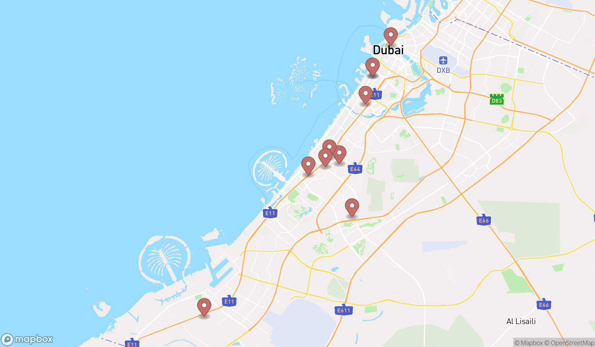 Map showing the ranked picture frame shops in Dubai, Dubai