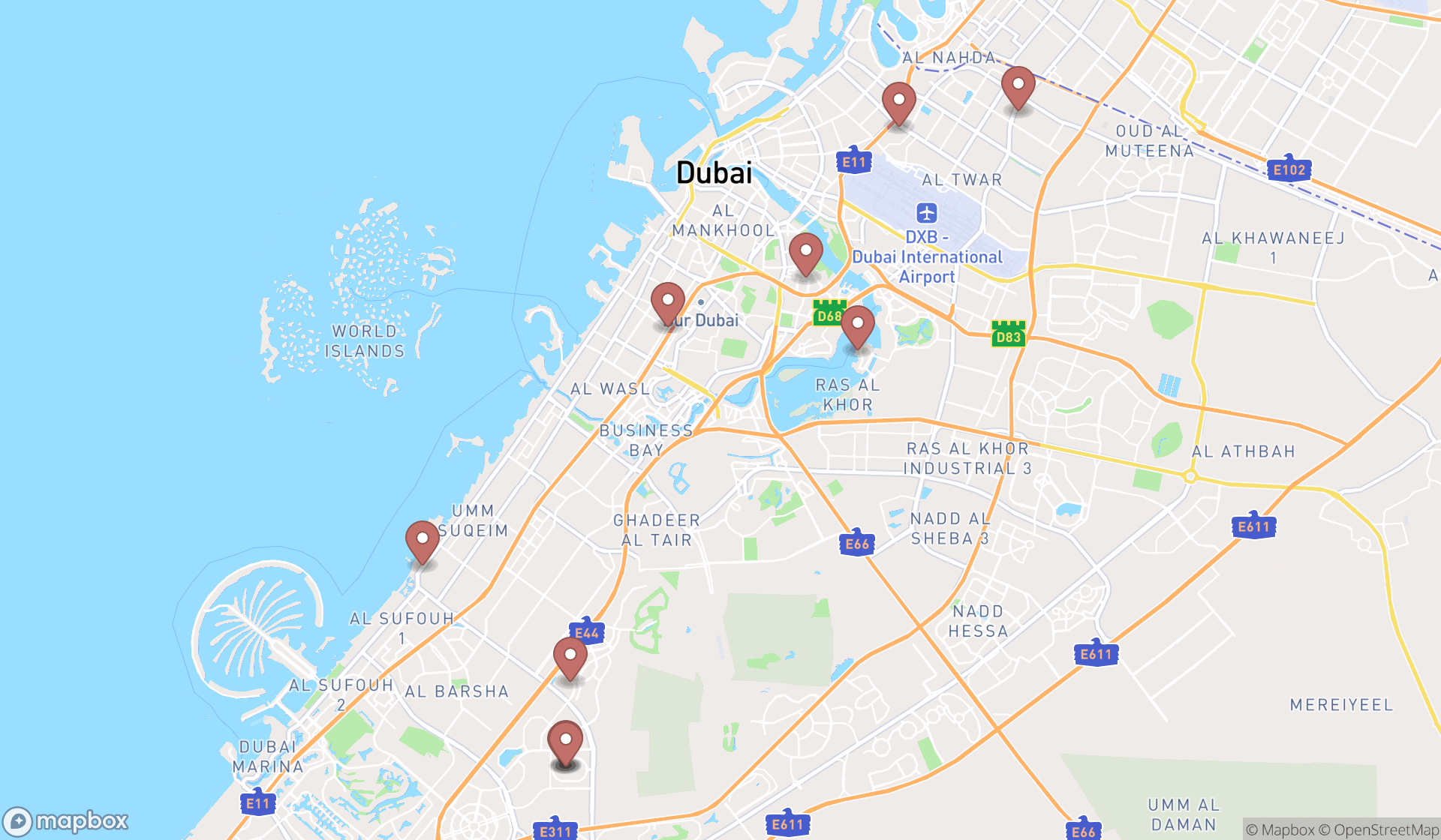 Map showing the ranked podiatrists in Dubai, Dubai