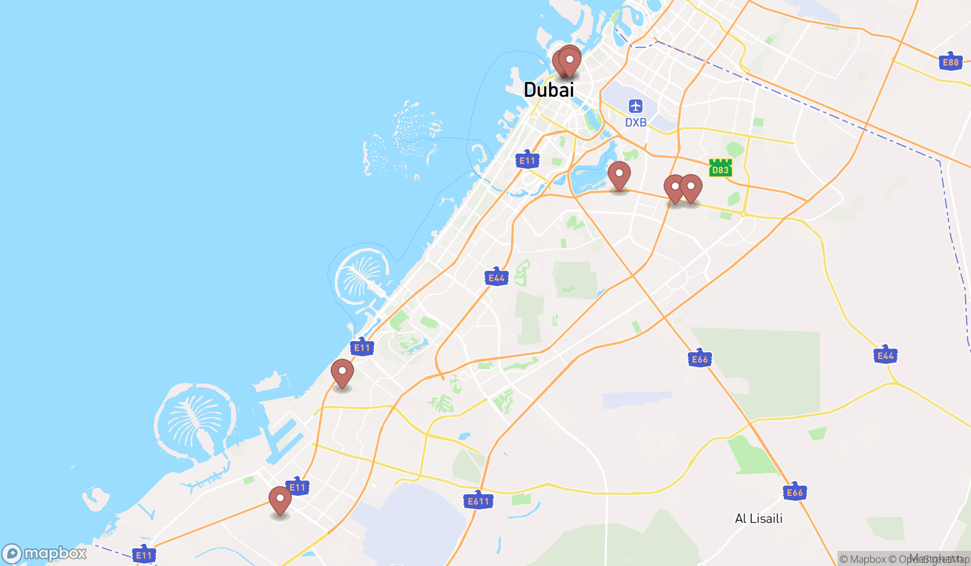 Map showing the ranked polythene and plastic sheeting suppliers in Dubai, Dubai