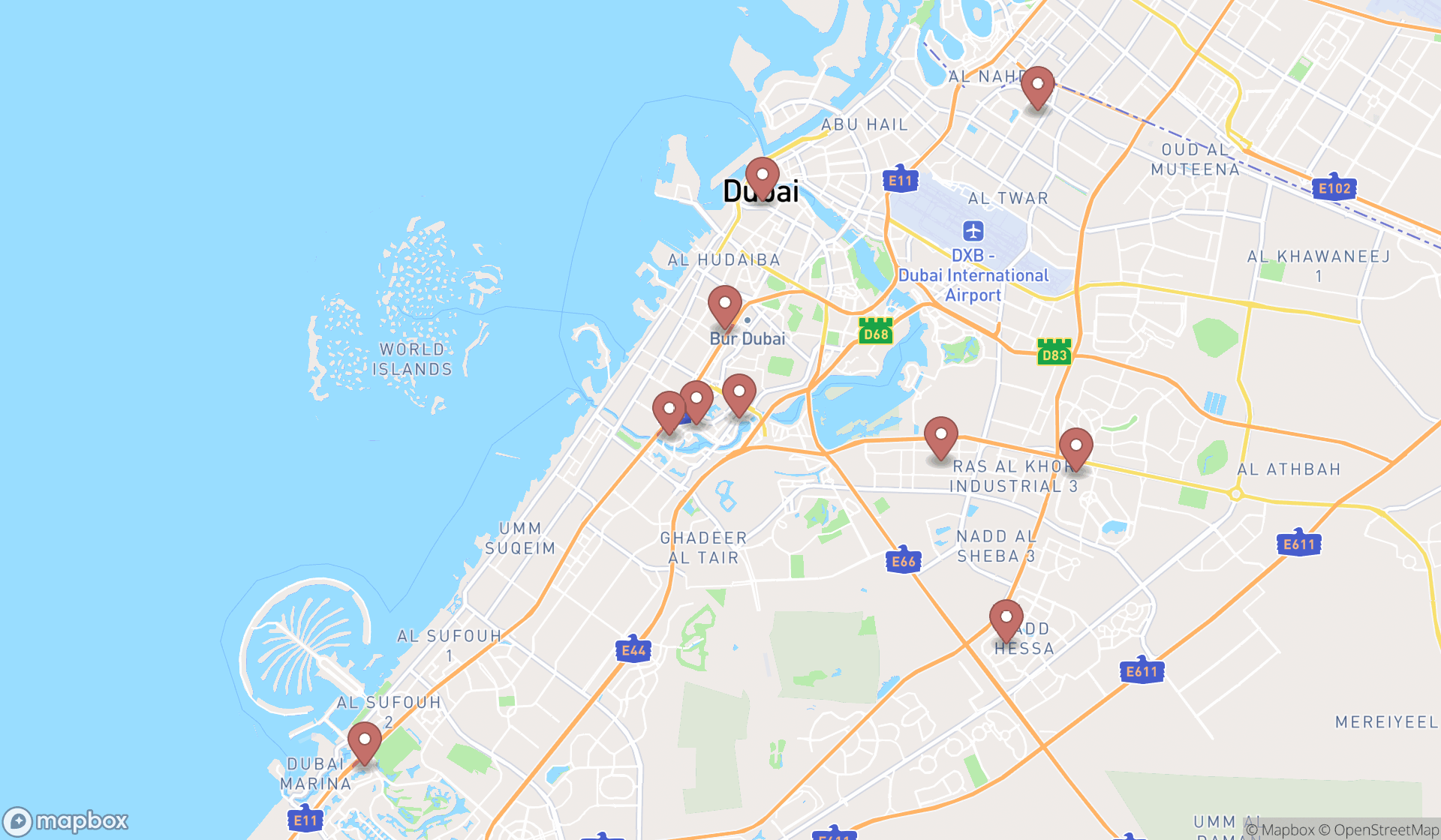 Map showing the ranked pos terminal suppliers in Dubai, Dubai