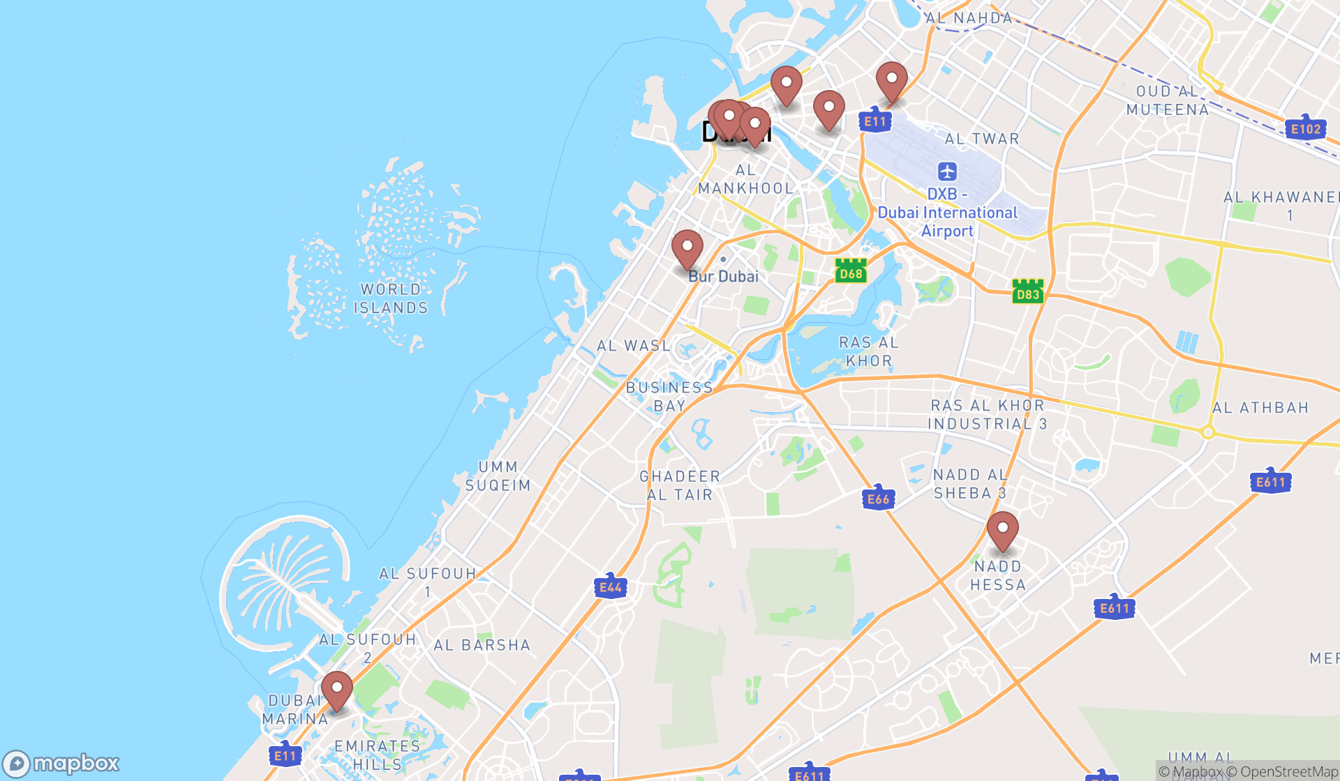Map showing the ranked printer repair services in Dubai, Dubai