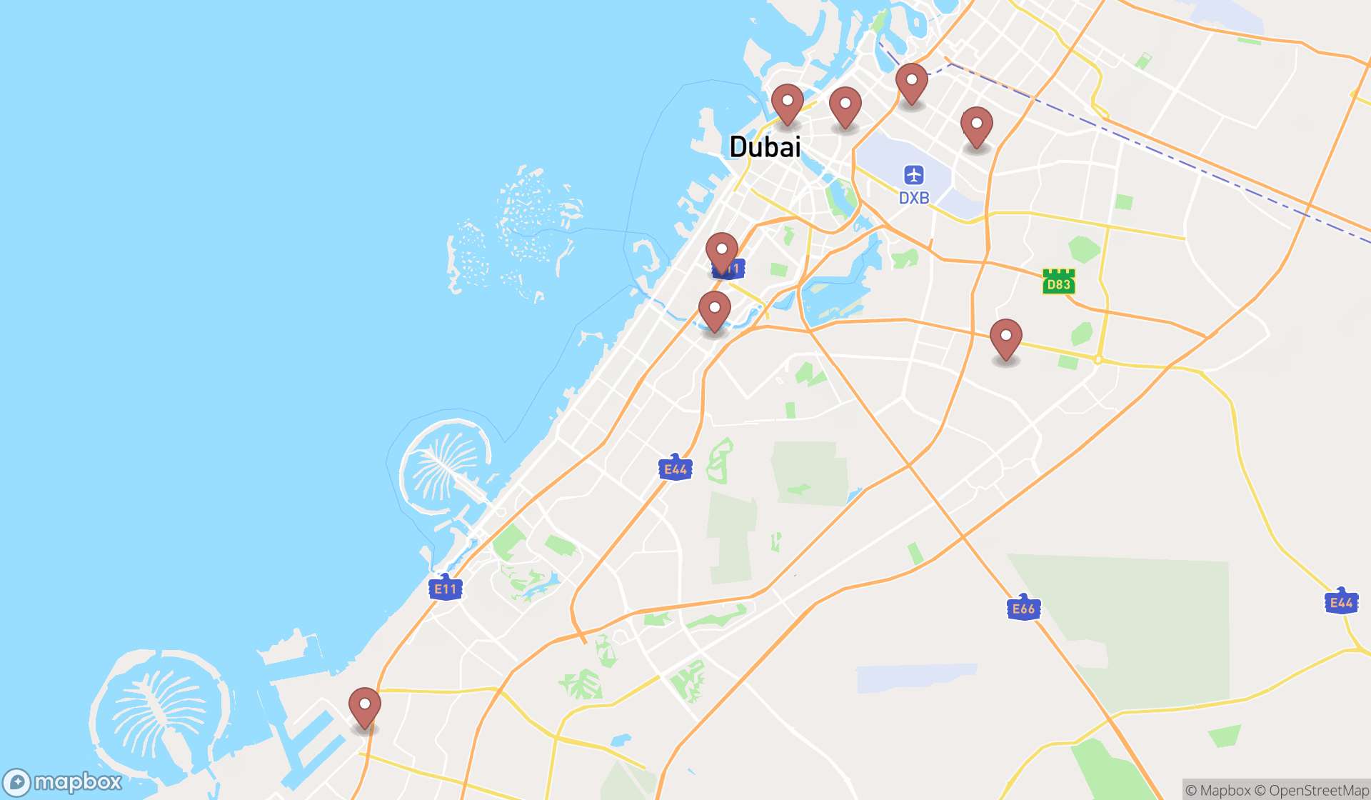 Map showing the ranked printing equipment and supplies in Dubai, Dubai