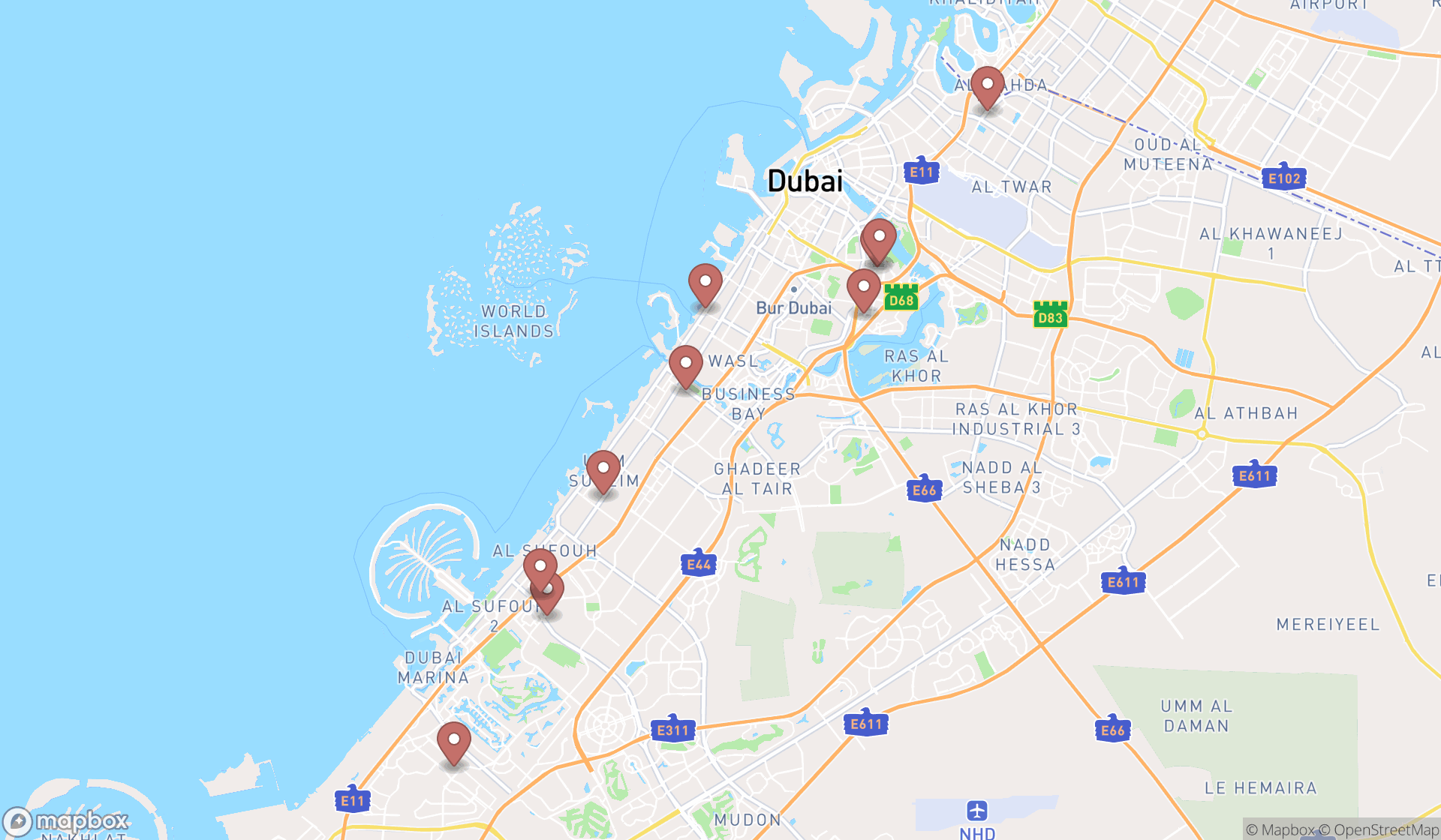 Map showing the ranked proctologists in Dubai, Dubai