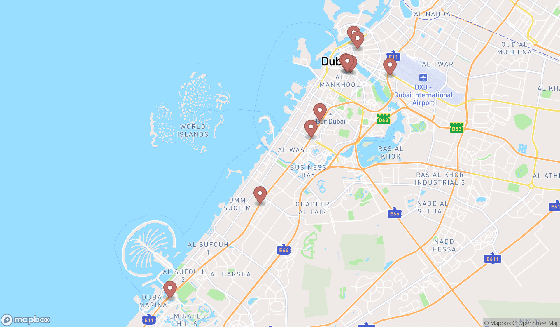 Map showing the ranked professional associations in Dubai, Dubai