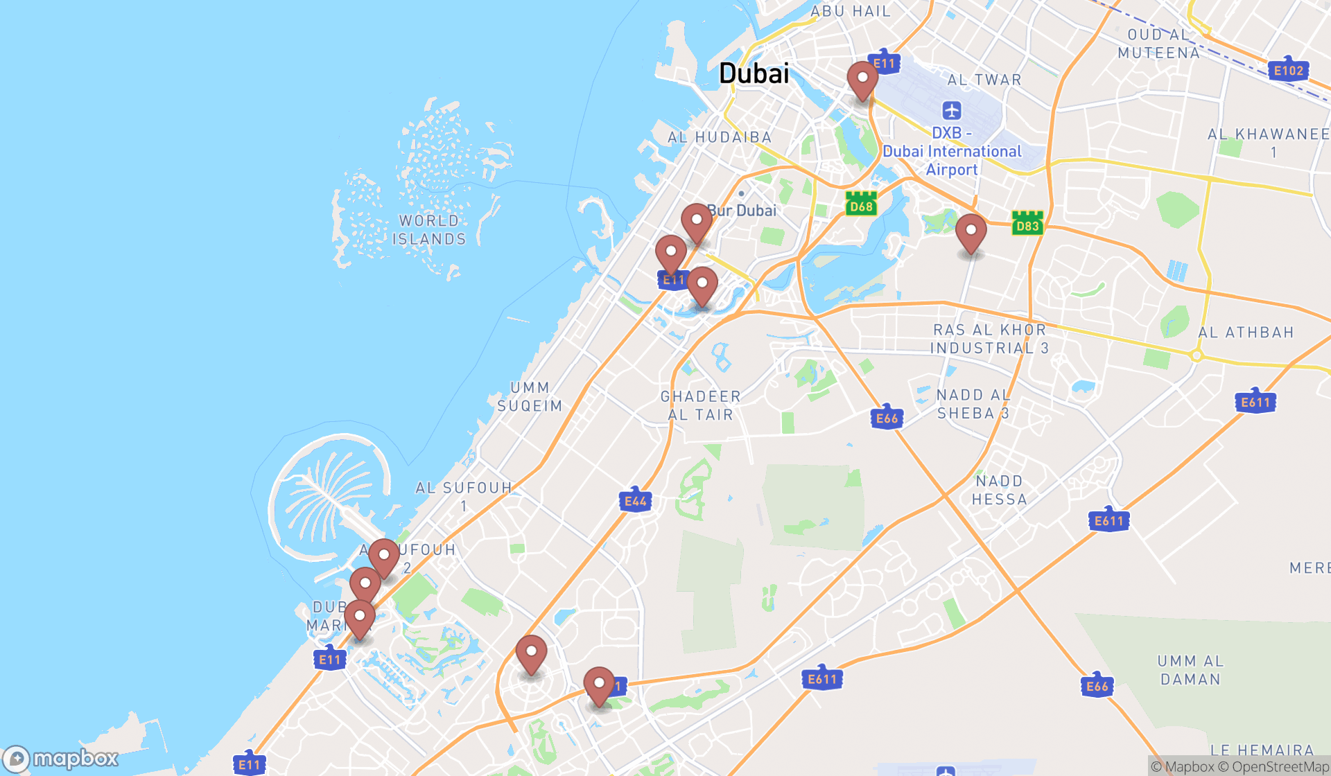 Map showing the ranked professional organizers in Dubai, Dubai