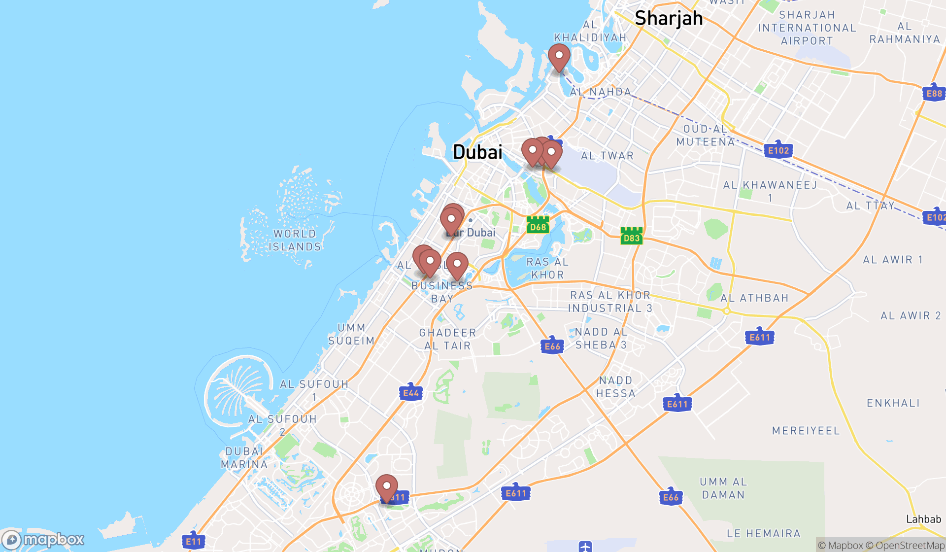 Map showing the ranked quantity surveyors in Dubai, Dubai
