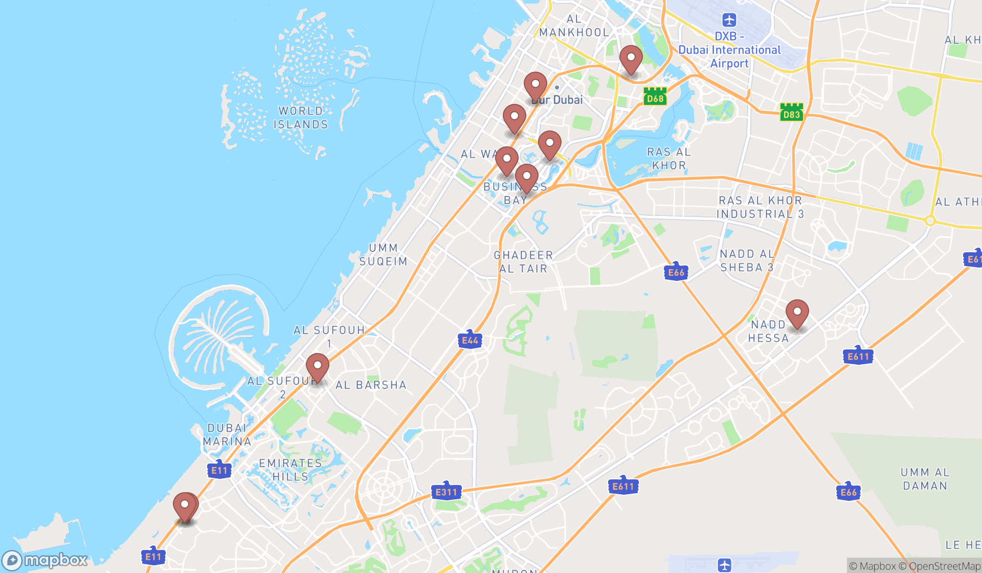 Map showing the ranked real estate appraisers in Dubai, Dubai