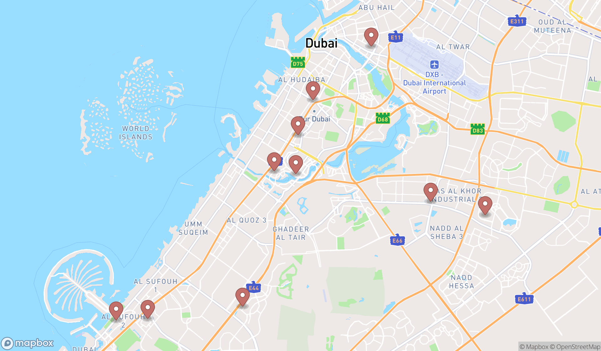 Map showing the ranked real estate auctioneers in Dubai, Dubai