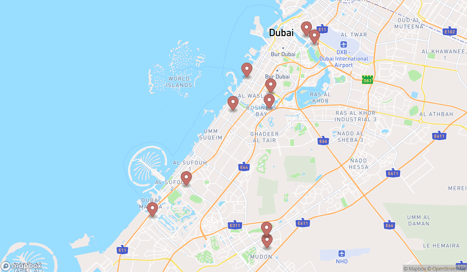 Map showing the ranked reflexologists in Dubai, Dubai
