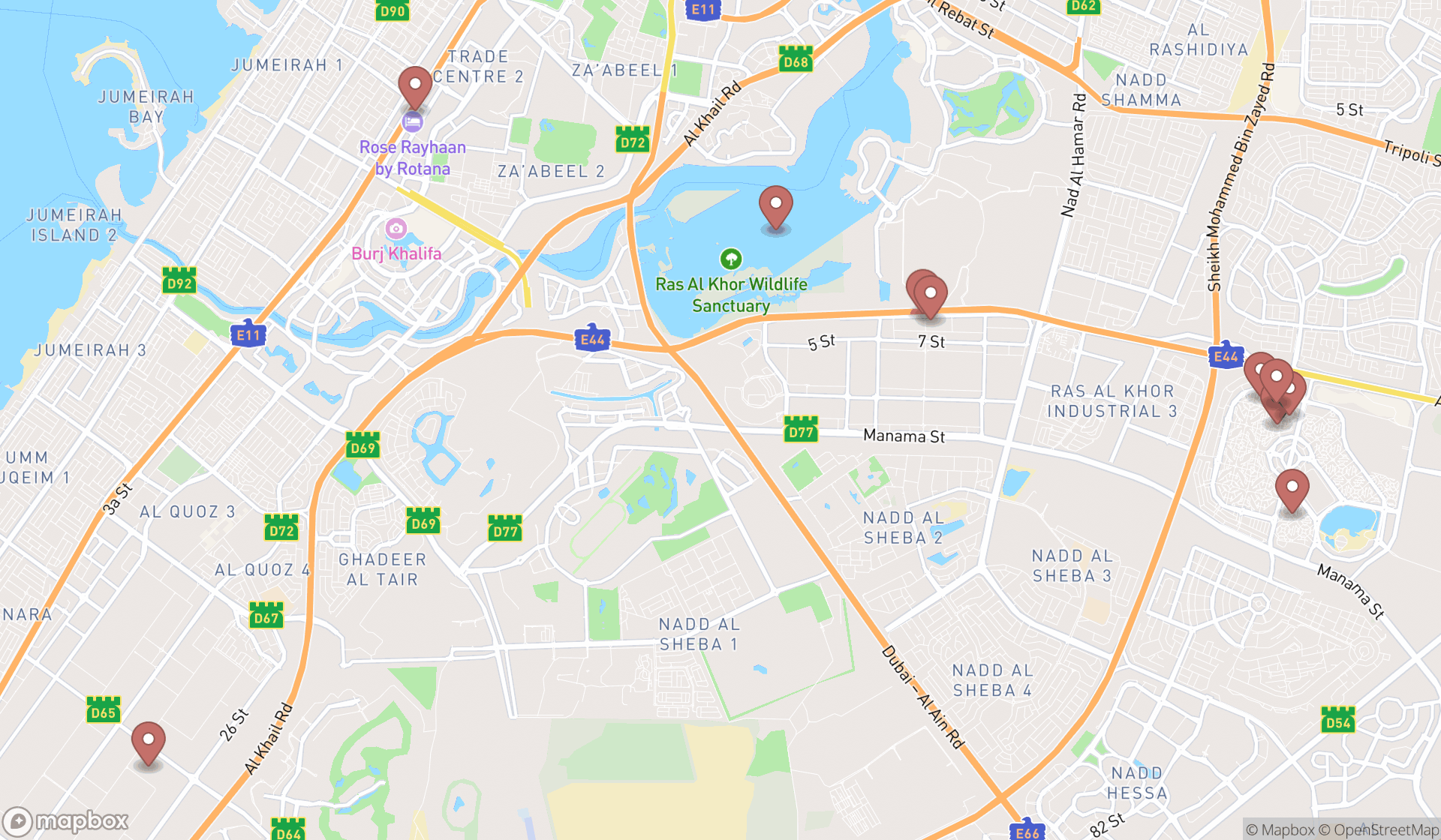 Map showing the ranked refrigerated transport services in Dubai, Dubai
