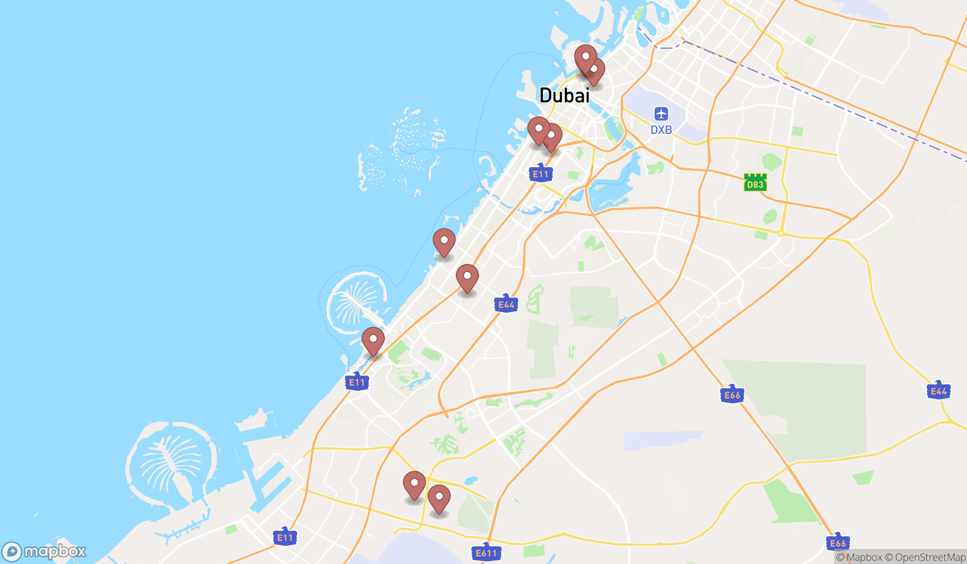 Map showing the ranked refrigerator repair services in Dubai, Dubai