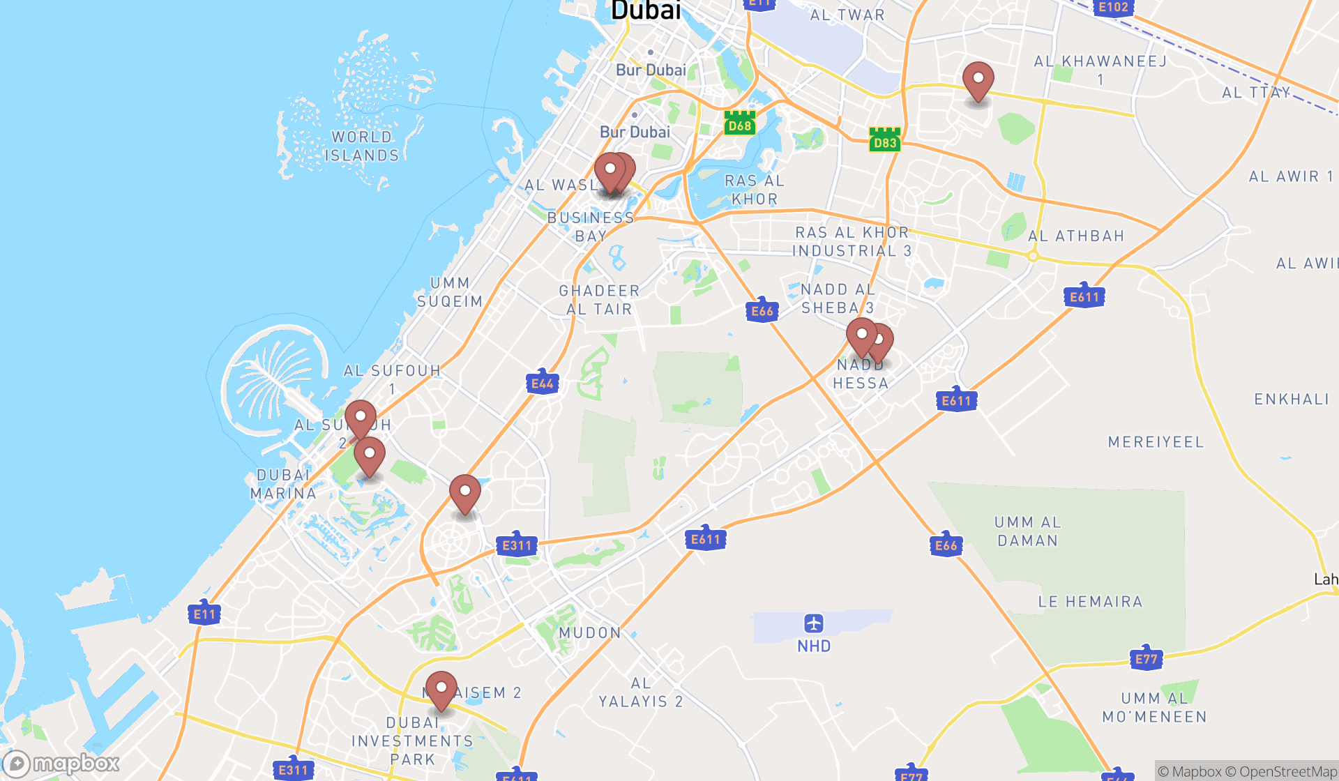 Map showing the ranked reiki therapists in Dubai, Dubai