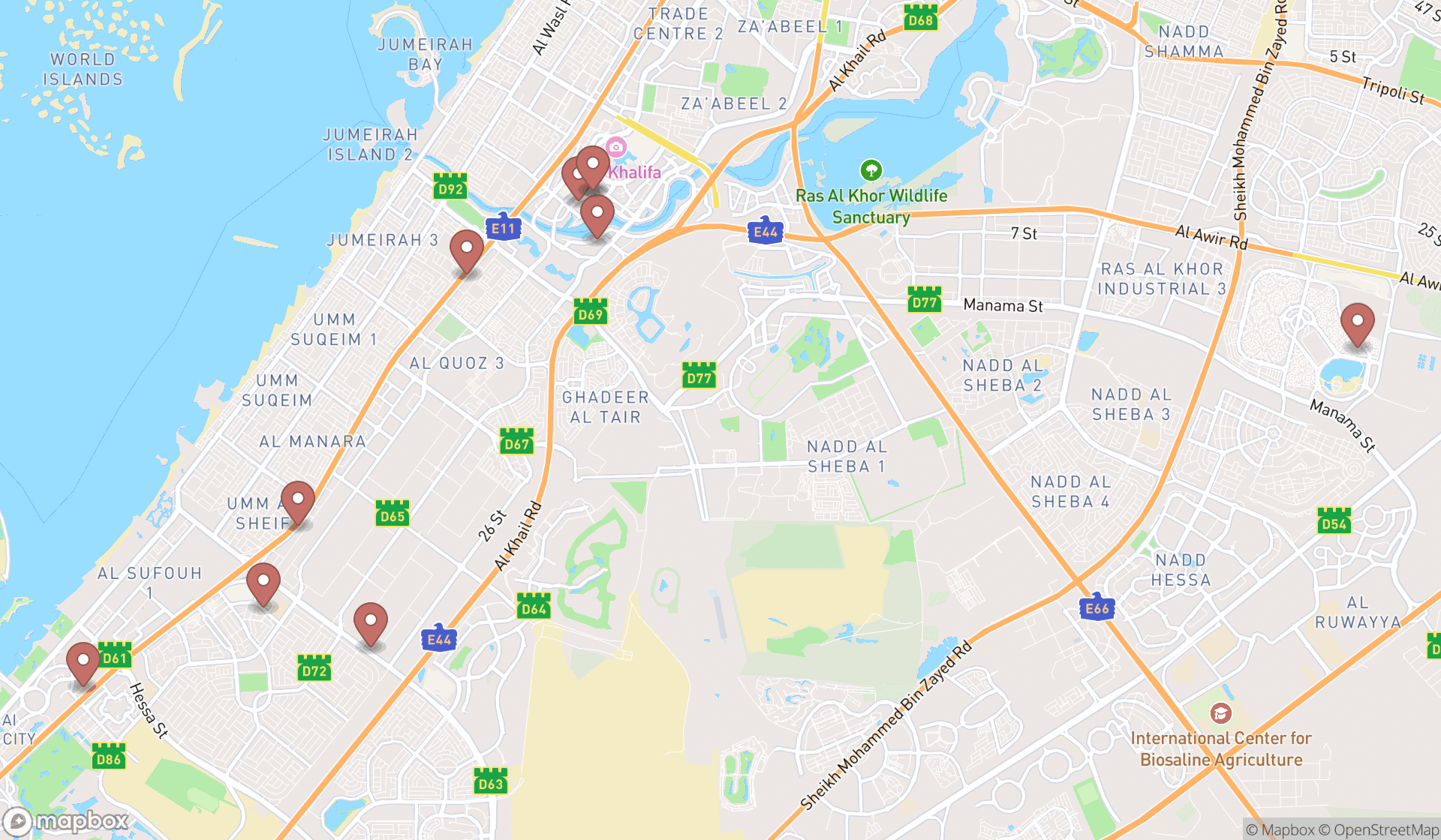 Map showing the ranked remodelers in Dubai, Dubai