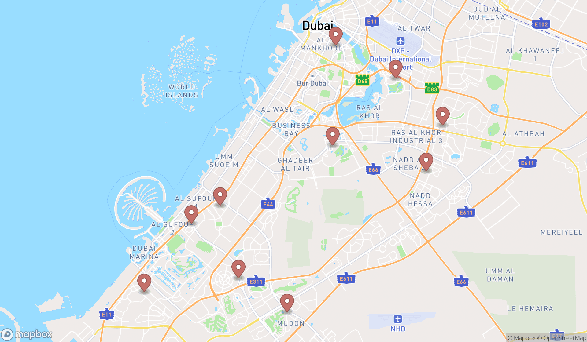 Map showing the ranked residents associations in Dubai, Dubai