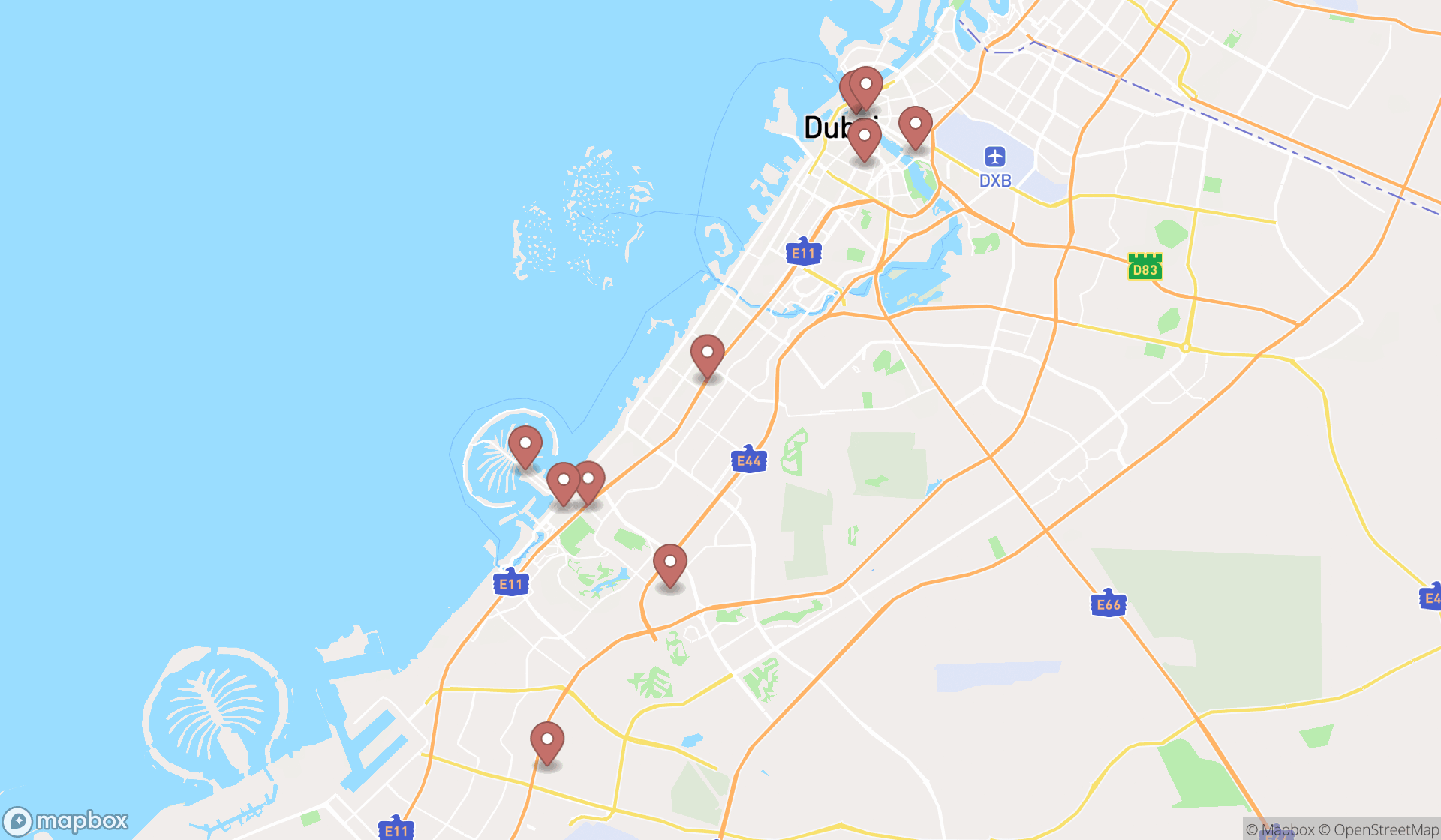 Map showing the ranked resume services in Dubai, Dubai