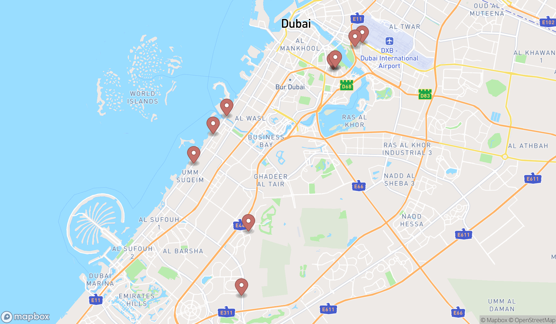 Map showing the ranked rheumatologists in Dubai, Dubai