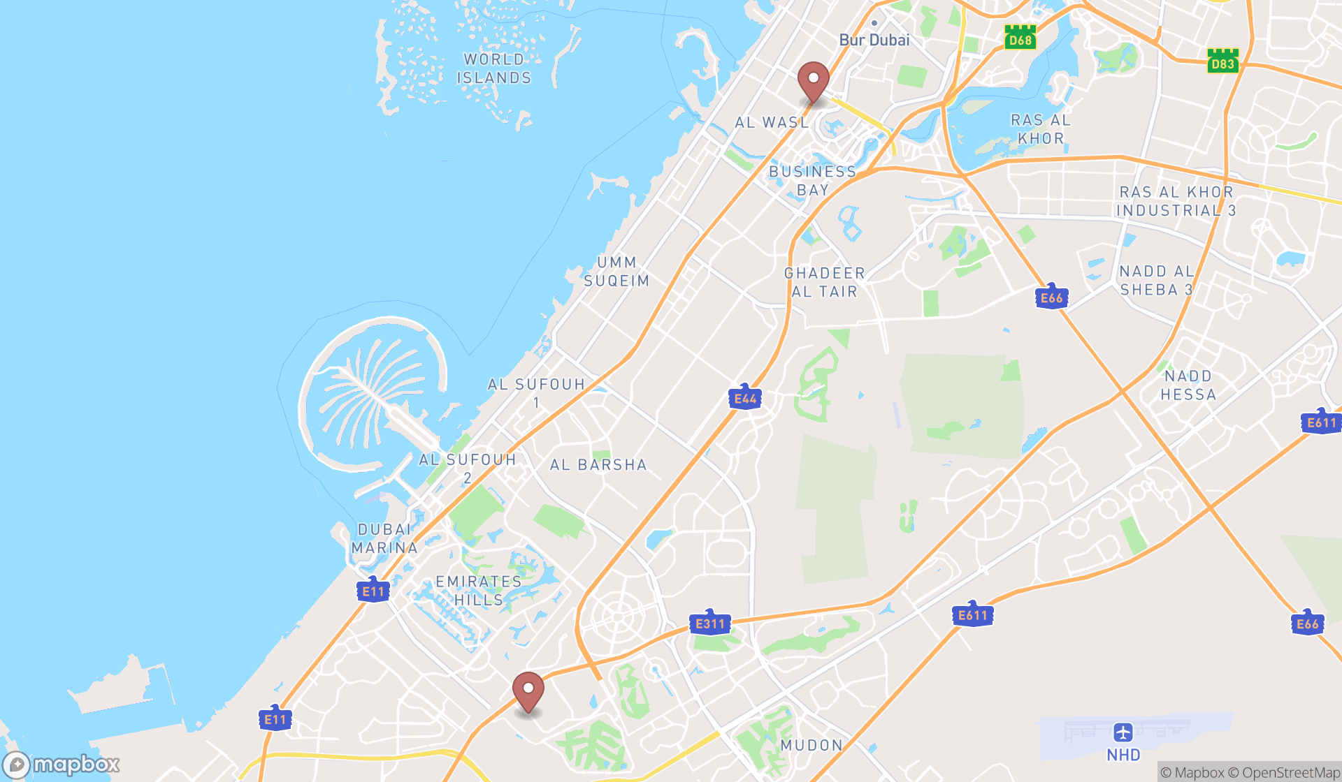 Map showing the ranked rock climbing instructors in Dubai, Dubai