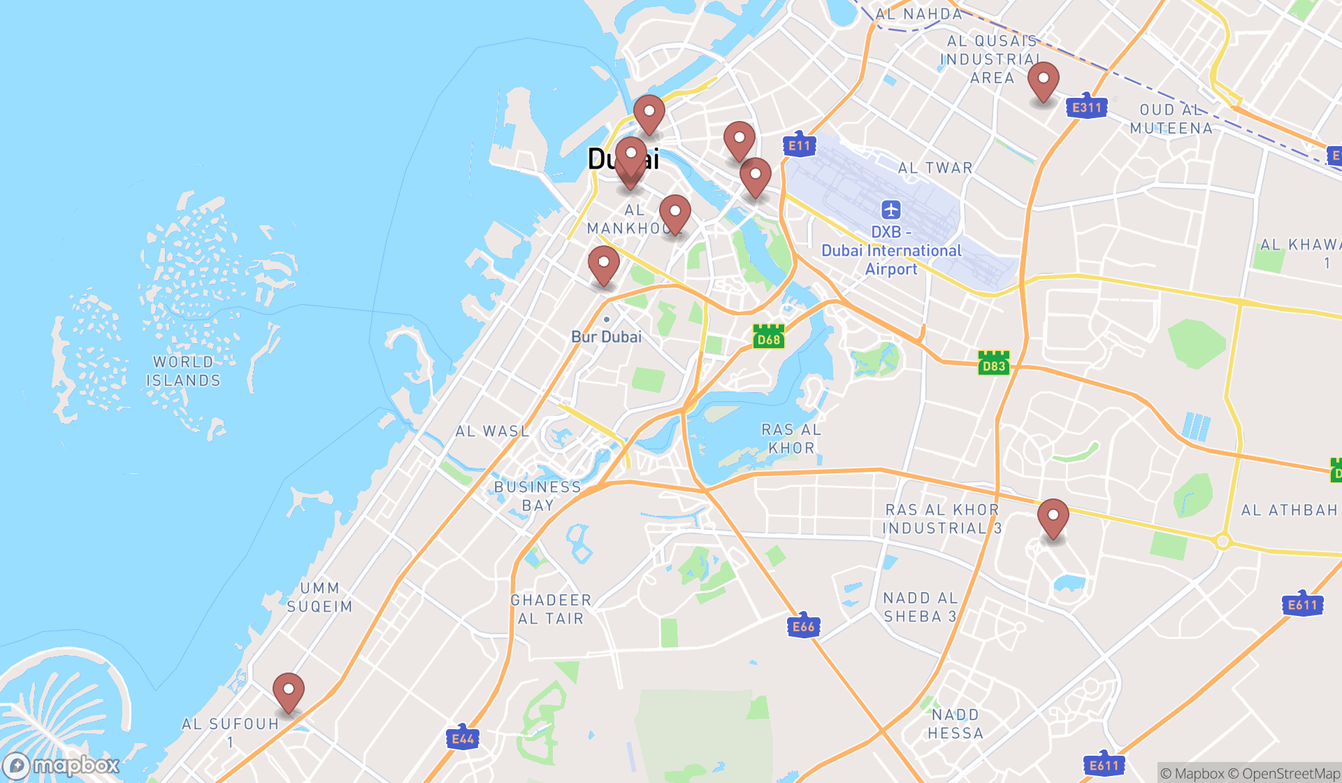 Map showing the ranked scrapbooking stores in Dubai, Dubai