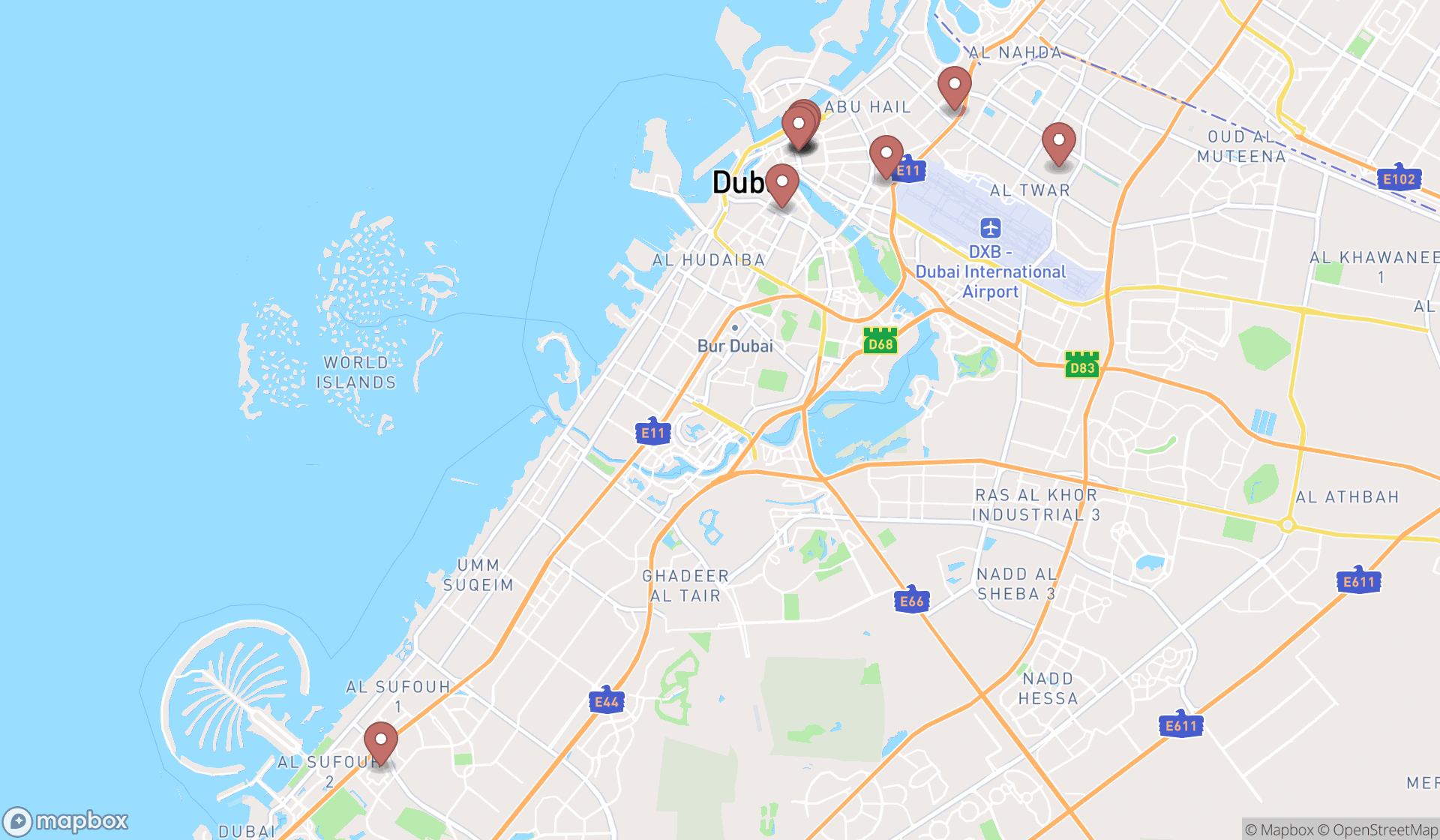 Map showing the ranked security system suppliers in Dubai, Dubai