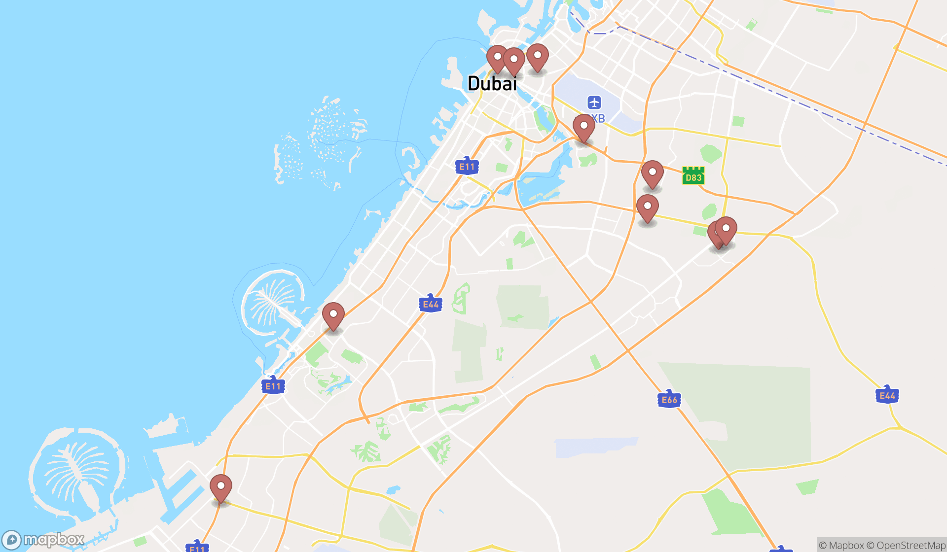 Map showing the ranked seed suppliers in Dubai, Dubai
