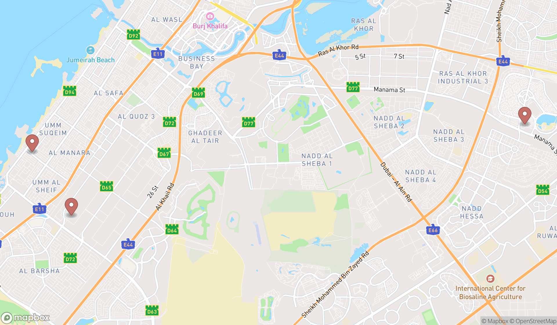Map showing the ranked serbian restaurants in Dubai, Dubai