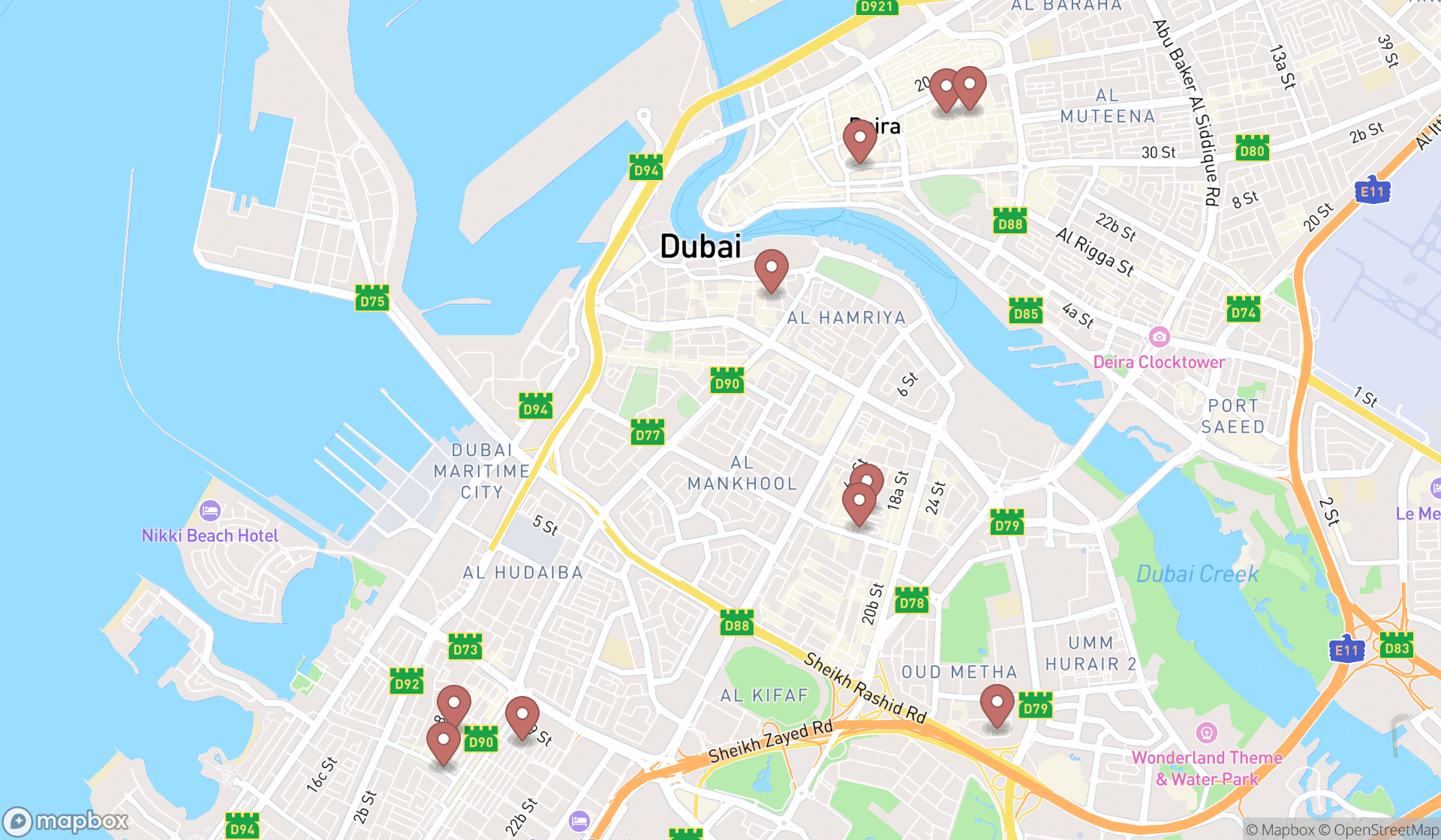Map showing the ranked sharpening services in Dubai, Dubai