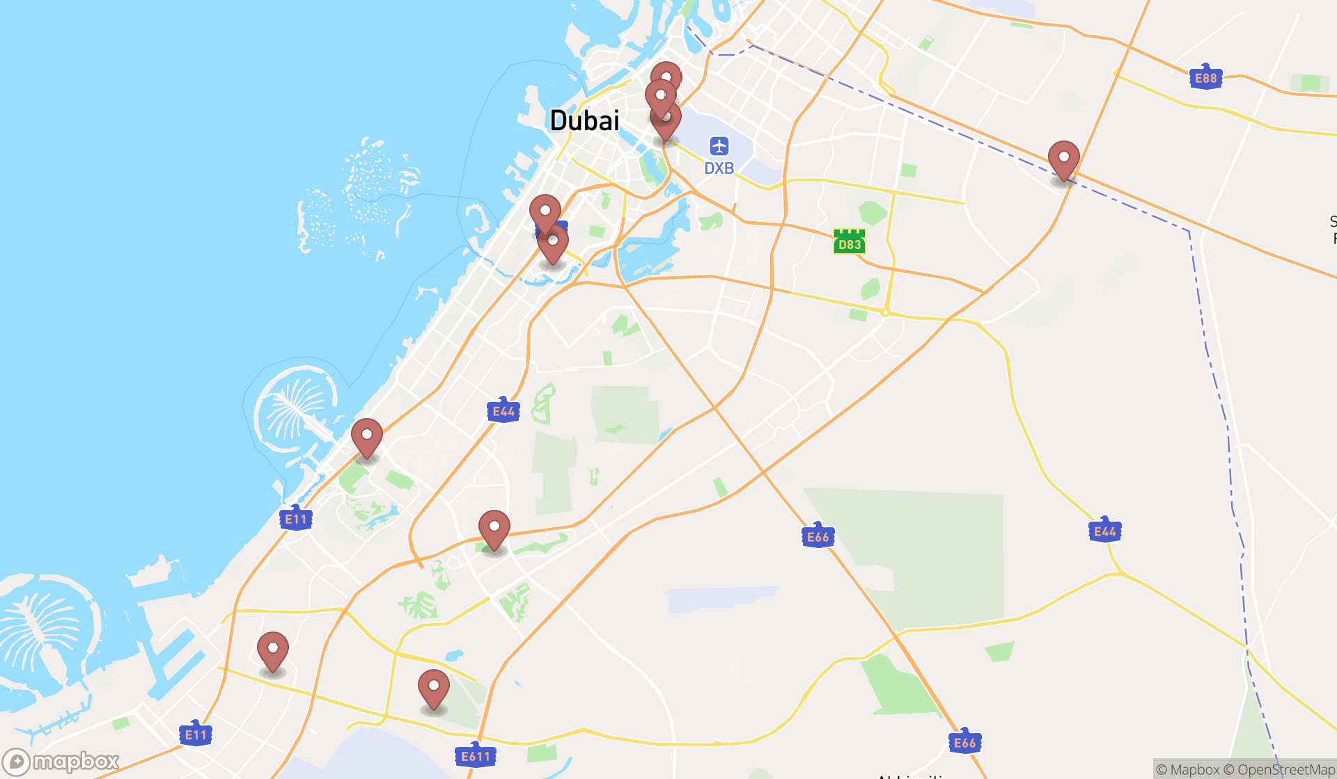 Map showing the ranked shed builders in Dubai, Dubai