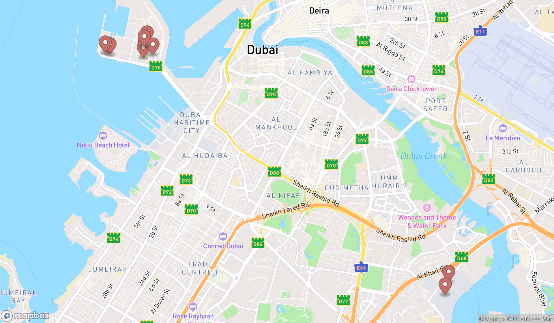 Map showing the ranked shipbuilding and repair companies in Dubai, Dubai
