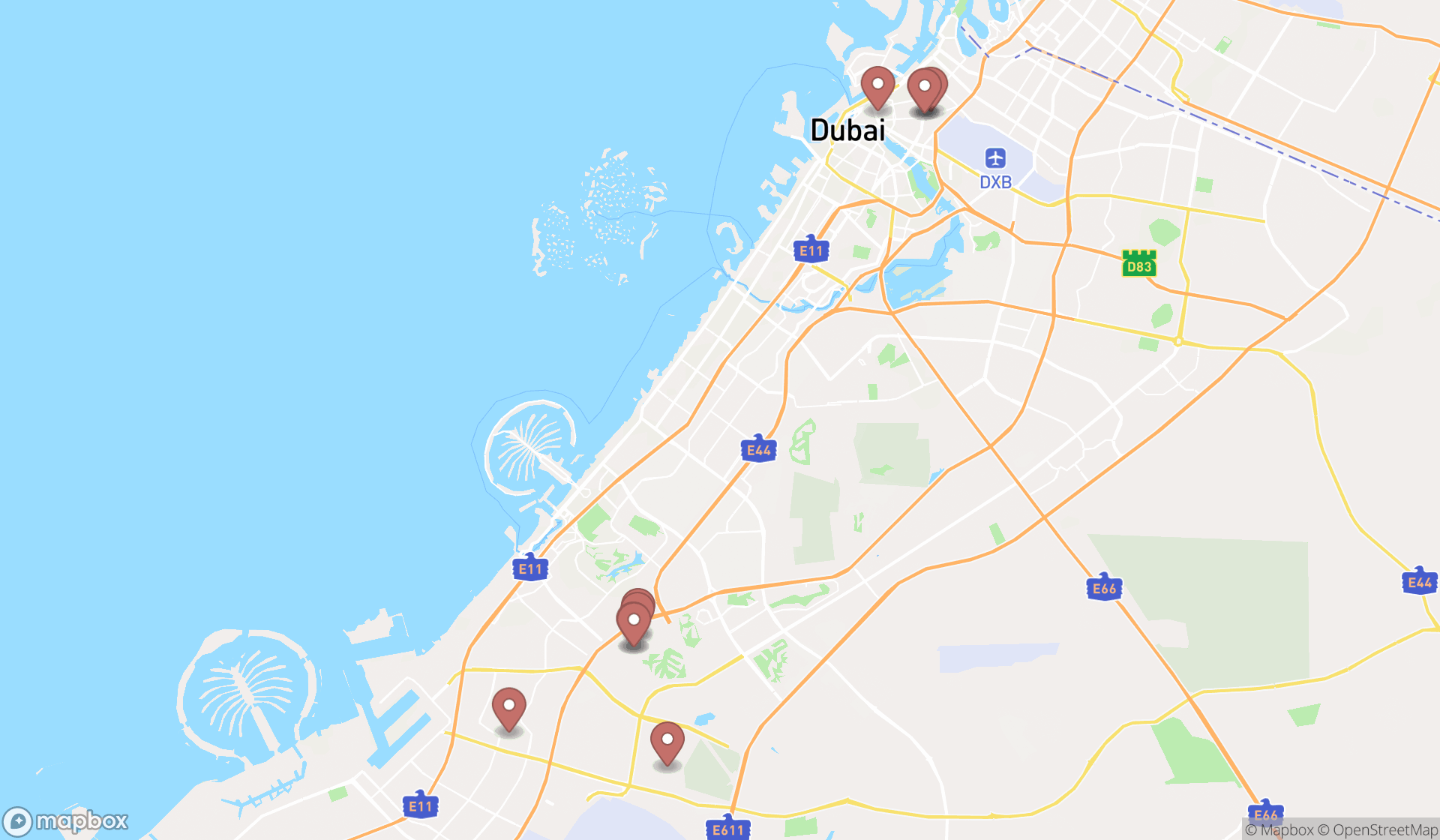 Map showing the ranked shopfitters in Dubai, Dubai
