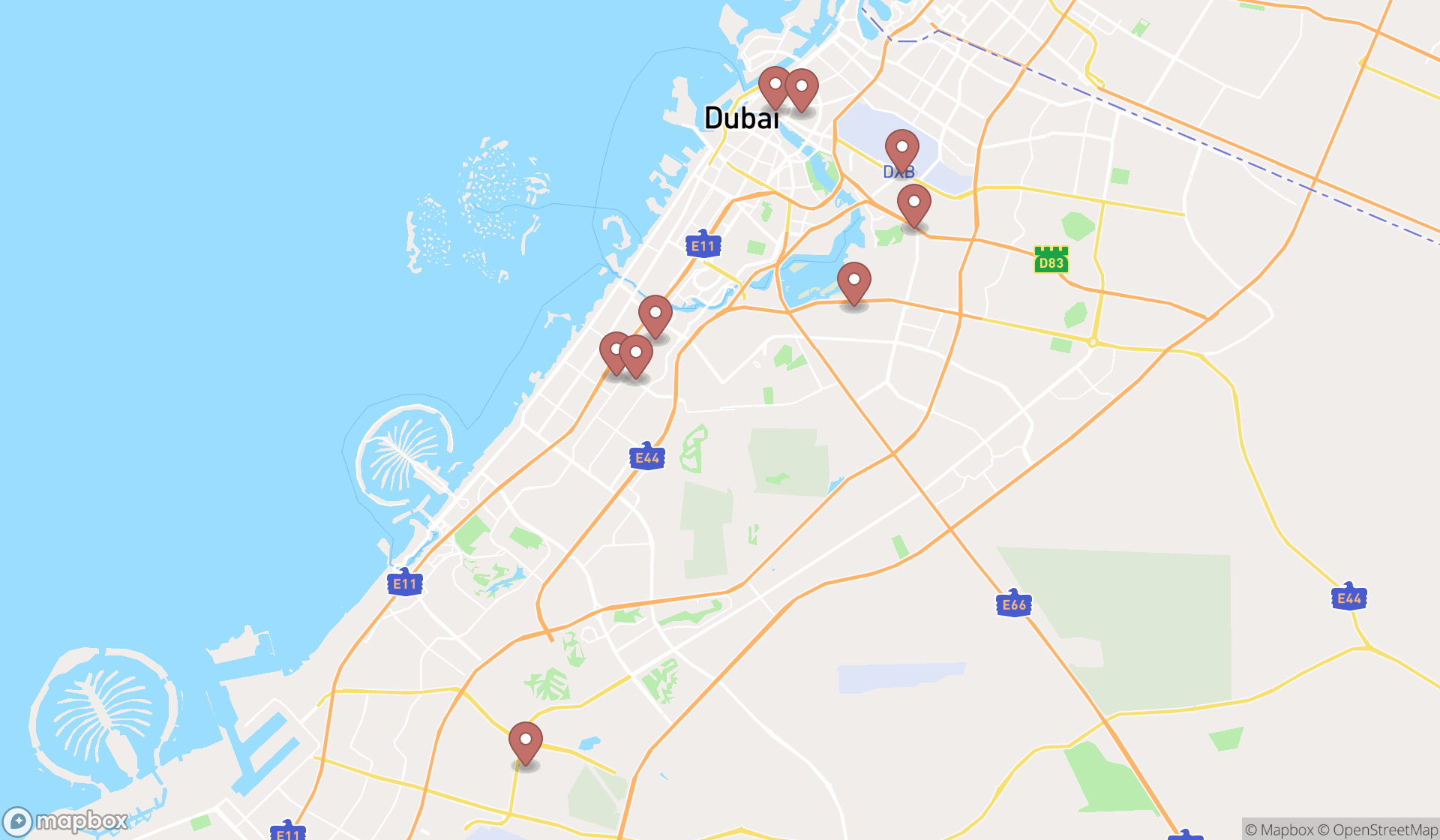 Map showing the ranked shredding services in Dubai, Dubai