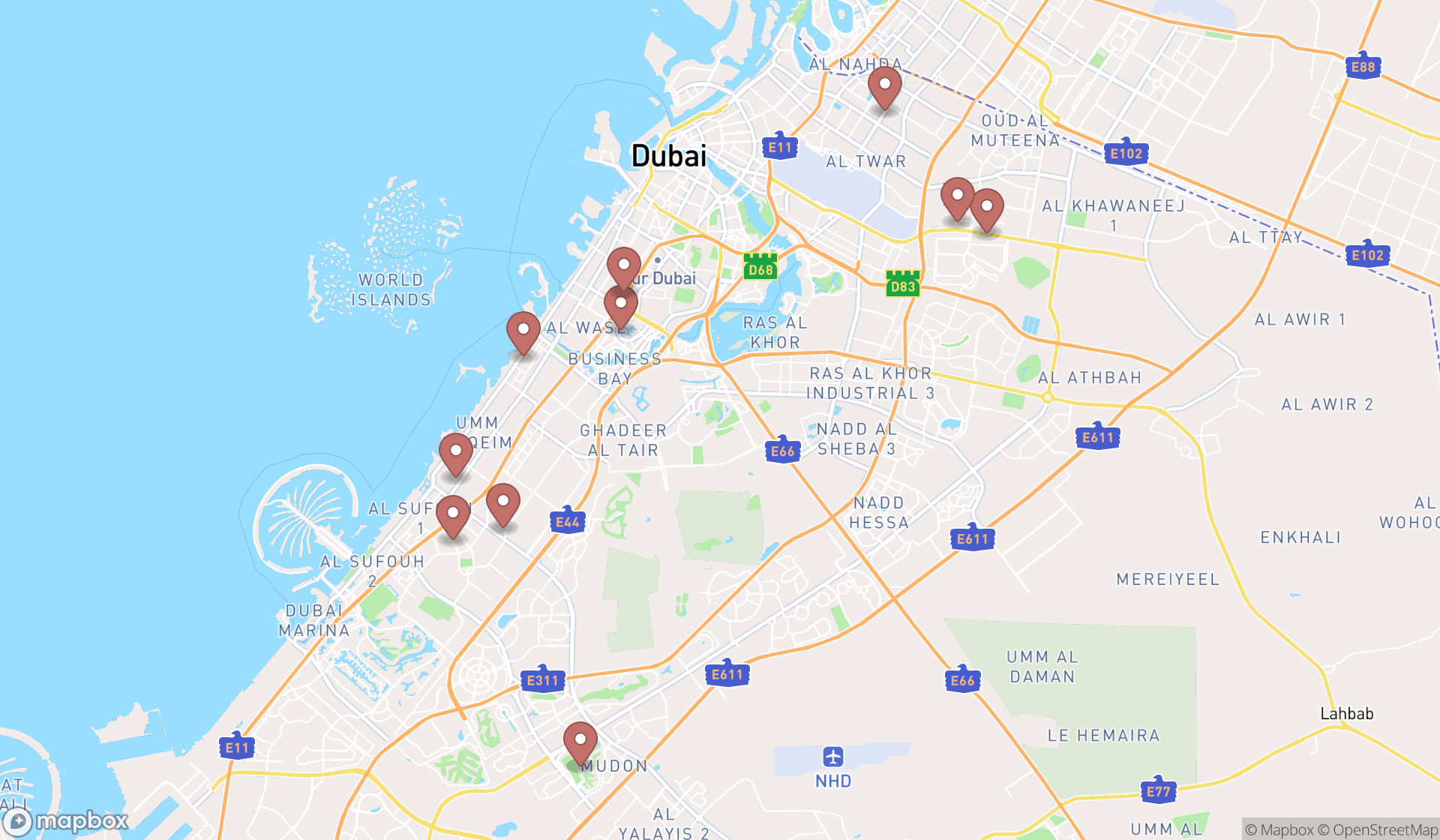 Map showing the ranked special educators in Dubai, Dubai