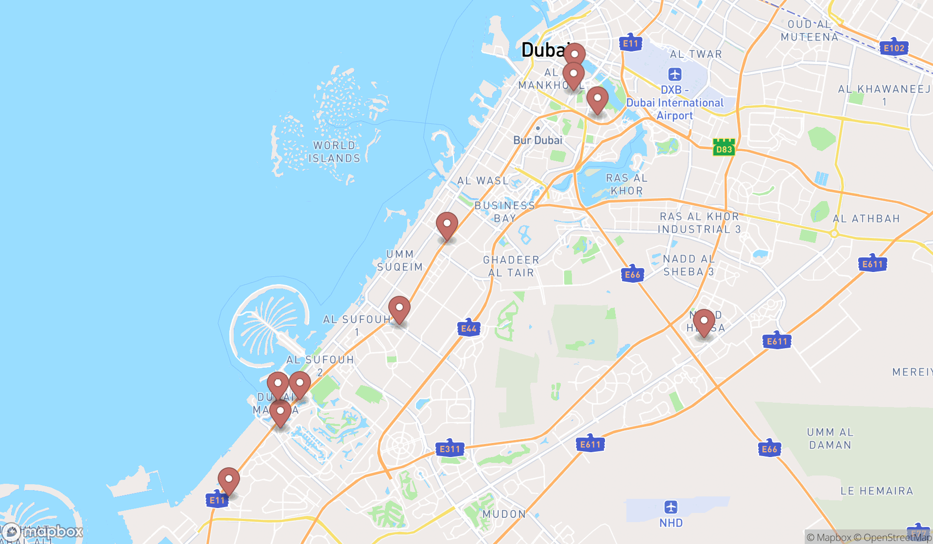 Map showing the ranked speech pathologists in Dubai, Dubai