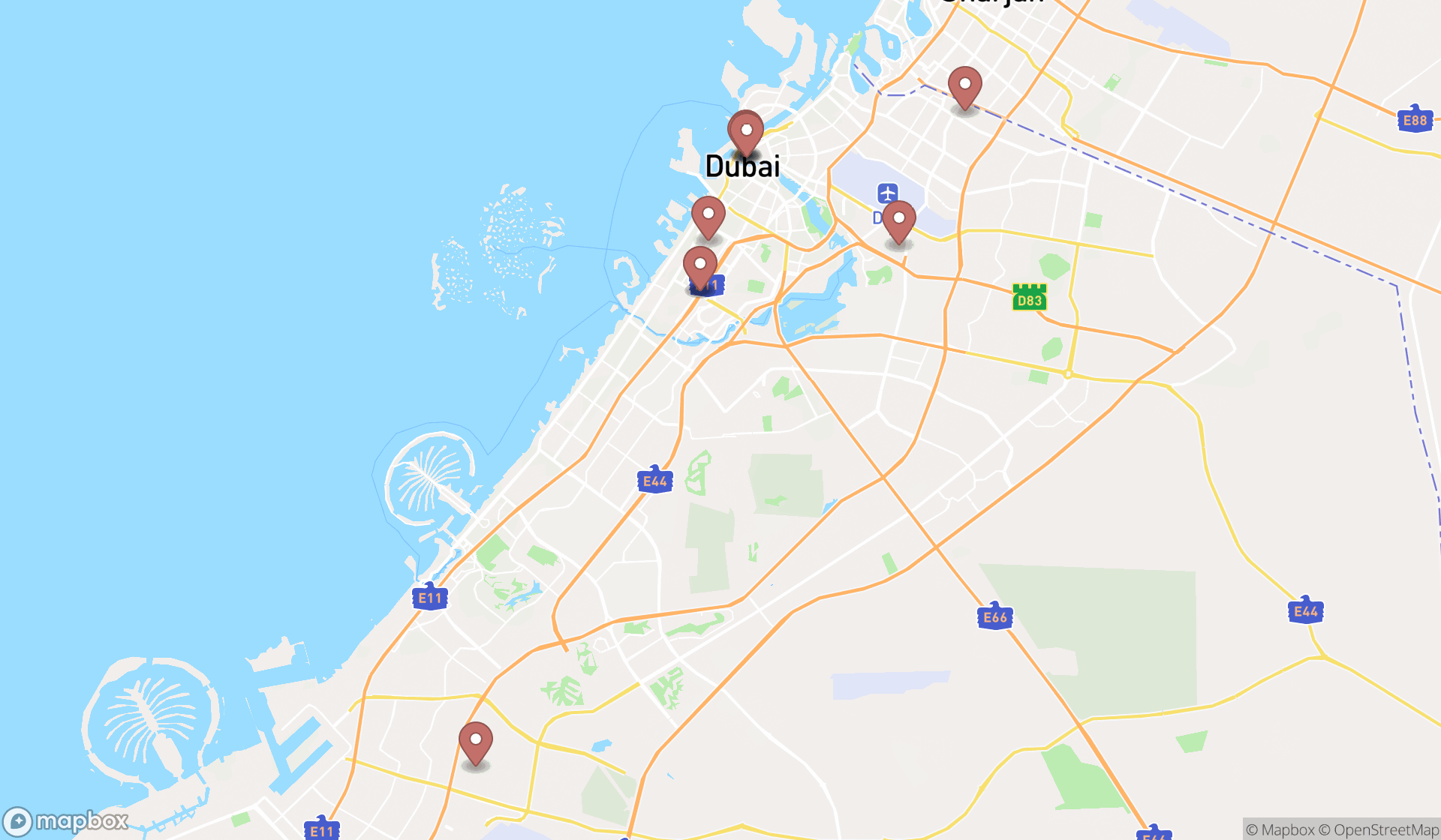Map showing the ranked spice exporters in Dubai, Dubai