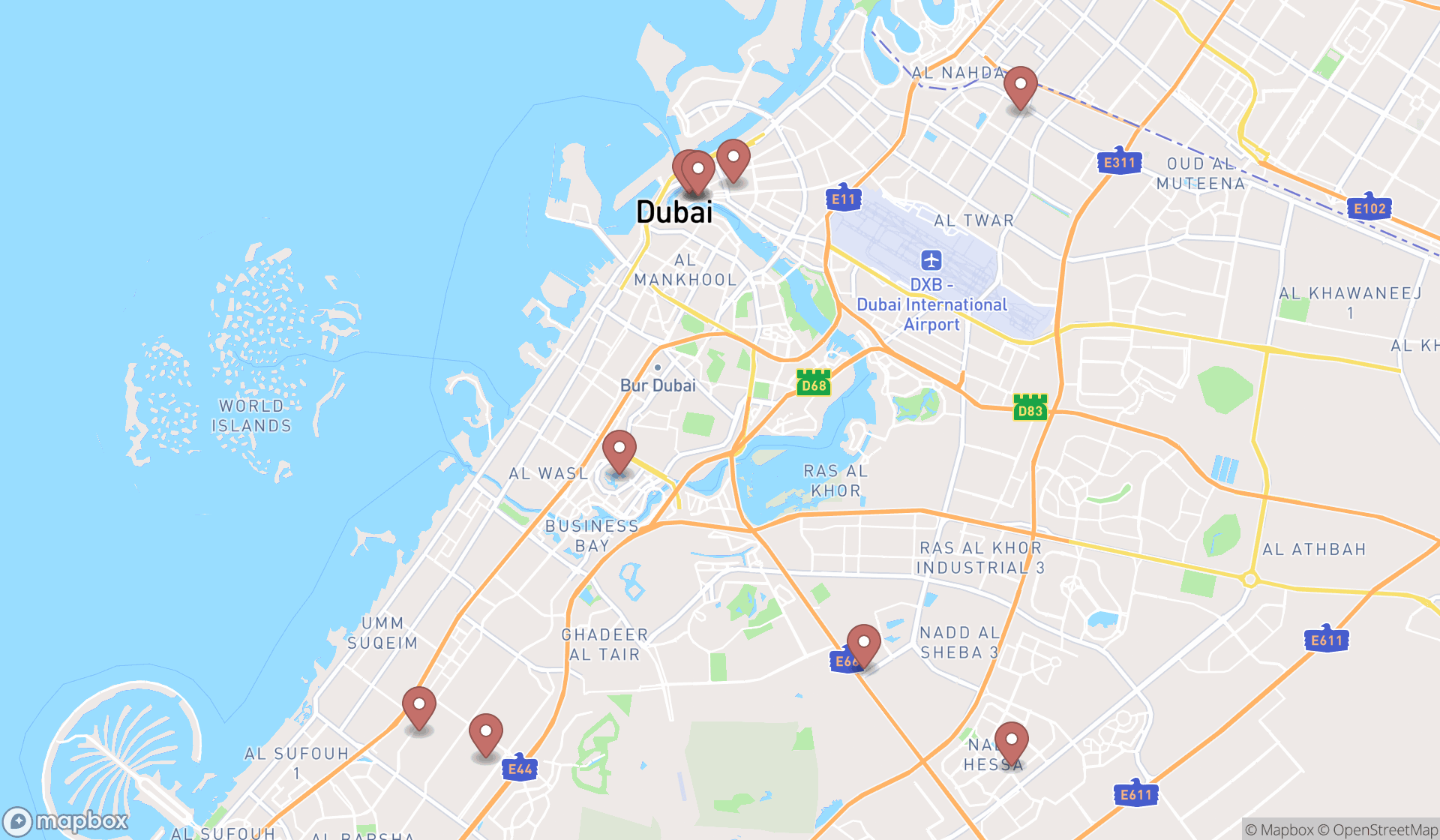 Map showing the ranked sports accessories wholesalers in Dubai, Dubai