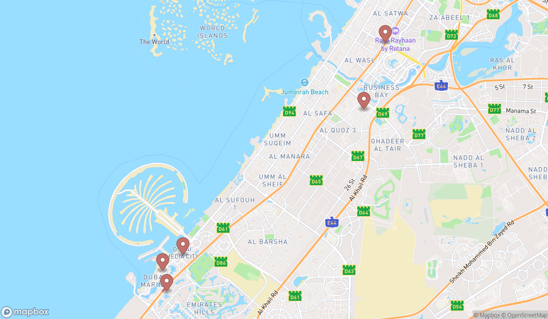 Map showing the ranked sports in Dubai, Dubai