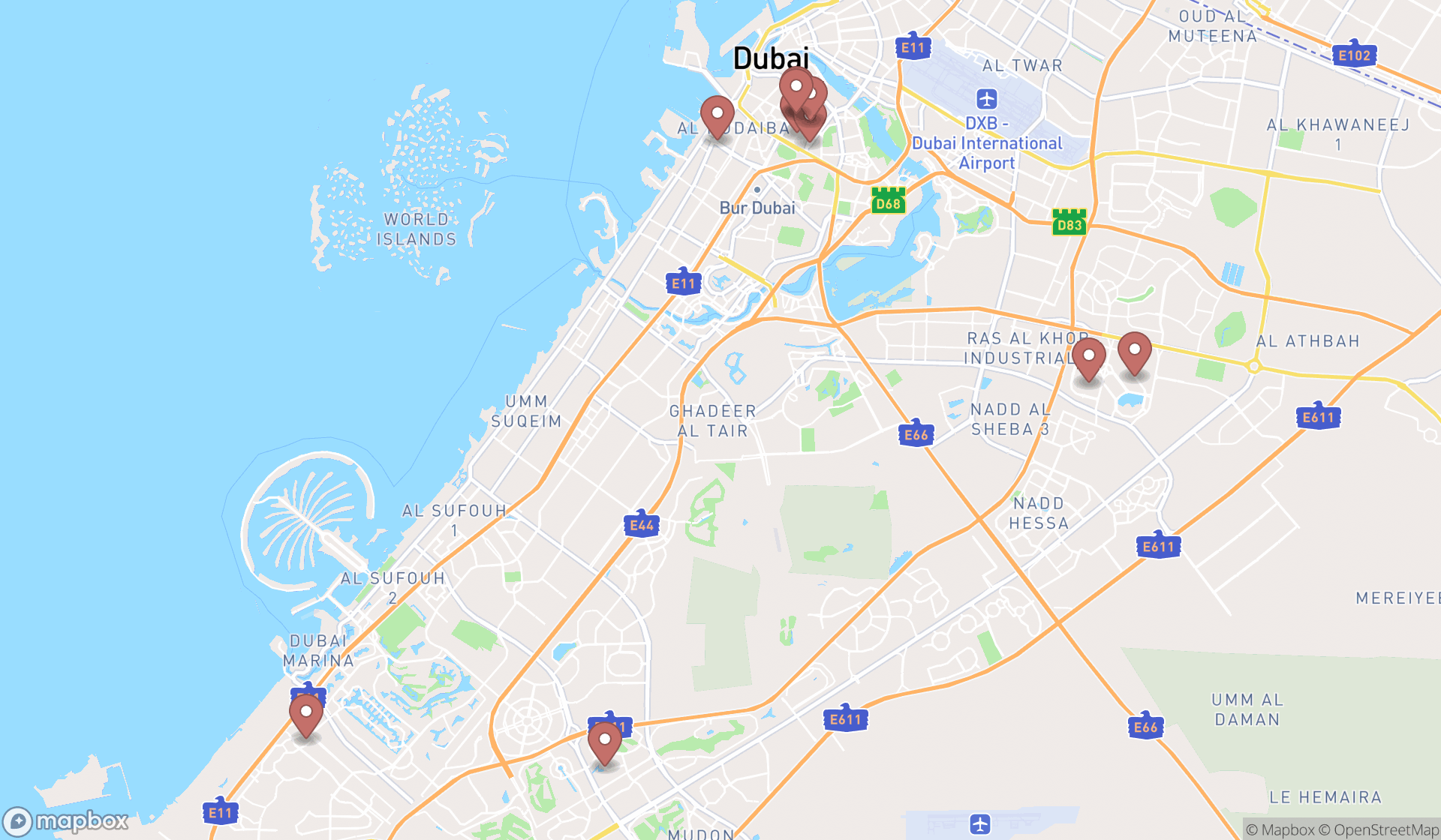 Map showing the ranked sri lankan restaurants in Dubai, Dubai