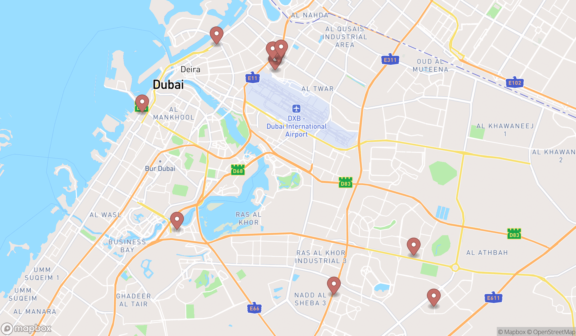 Map showing the ranked state polices in Dubai, Dubai