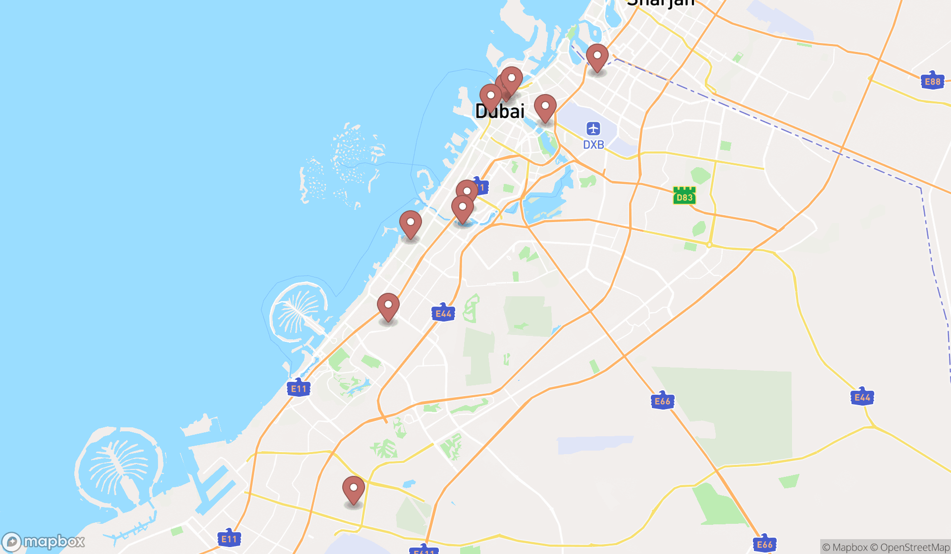 Map showing the ranked stationery manufacturers in Dubai, Dubai