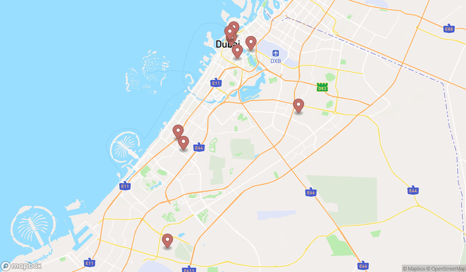Map showing the ranked stationery wholesalers in Dubai, Dubai