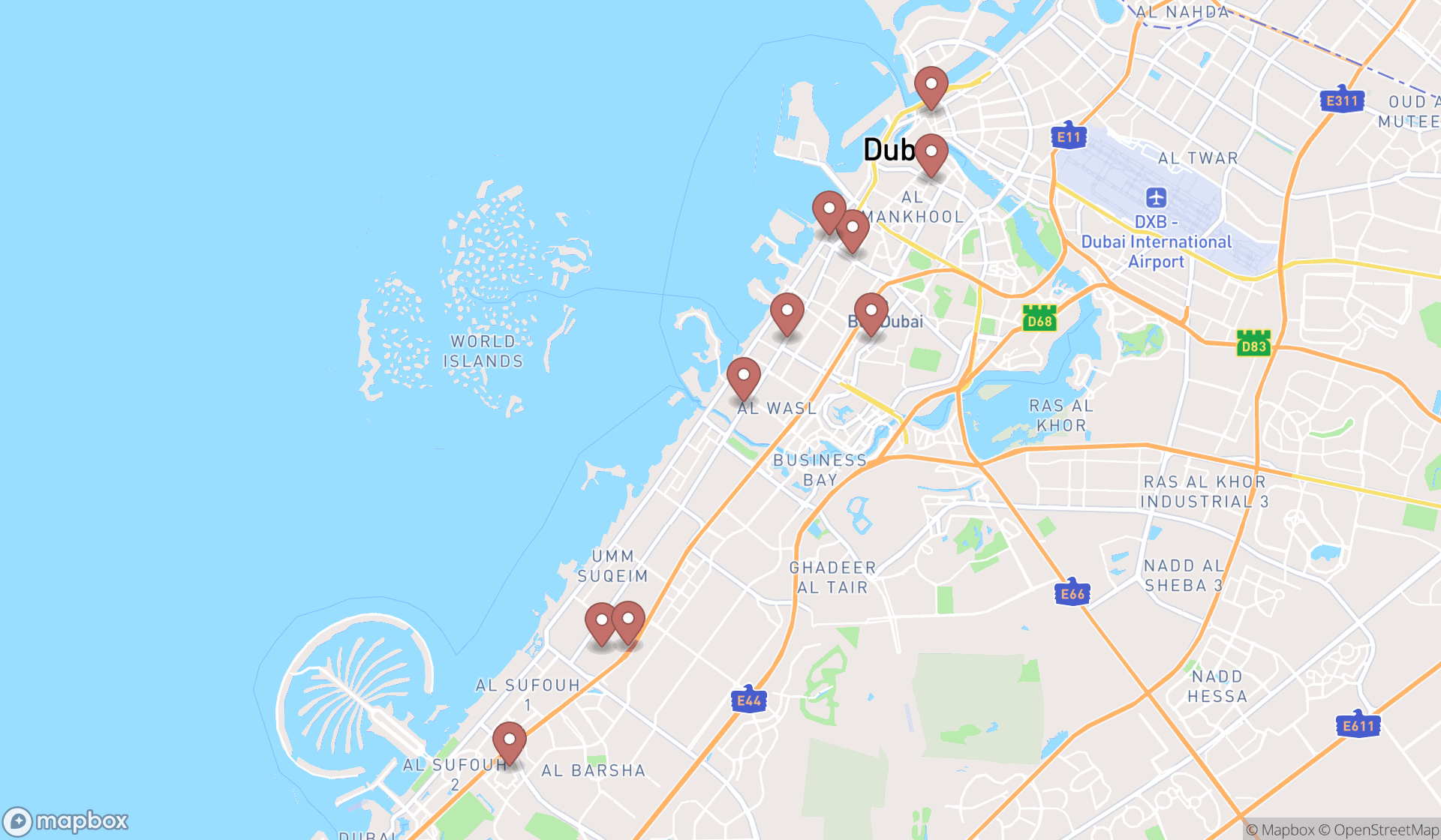 Map showing the ranked std testing services in Dubai, Dubai