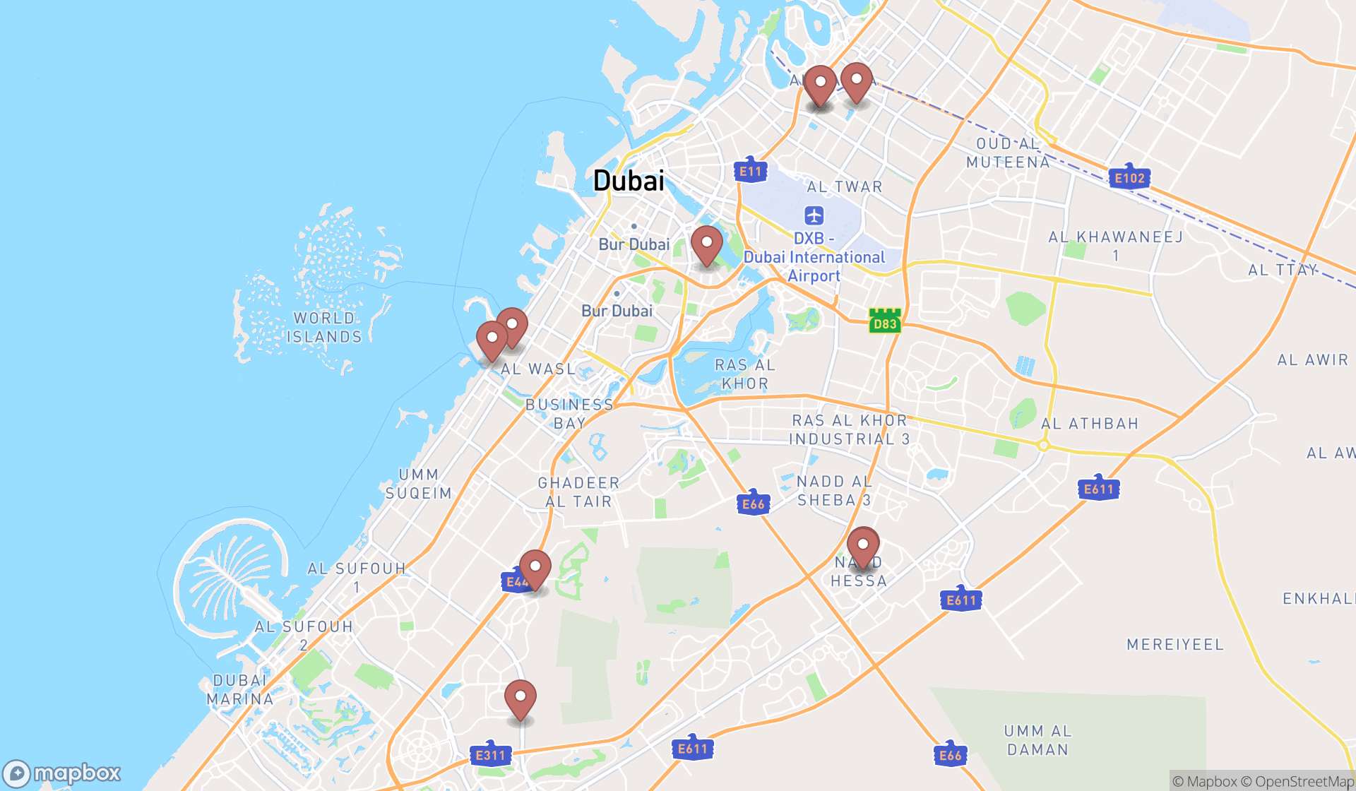 Map showing the ranked surgical oncologists in Dubai, Dubai