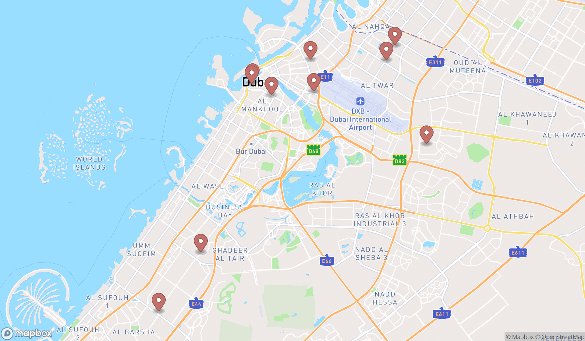 Map showing the ranked surgical products wholesalers in Dubai, Dubai
